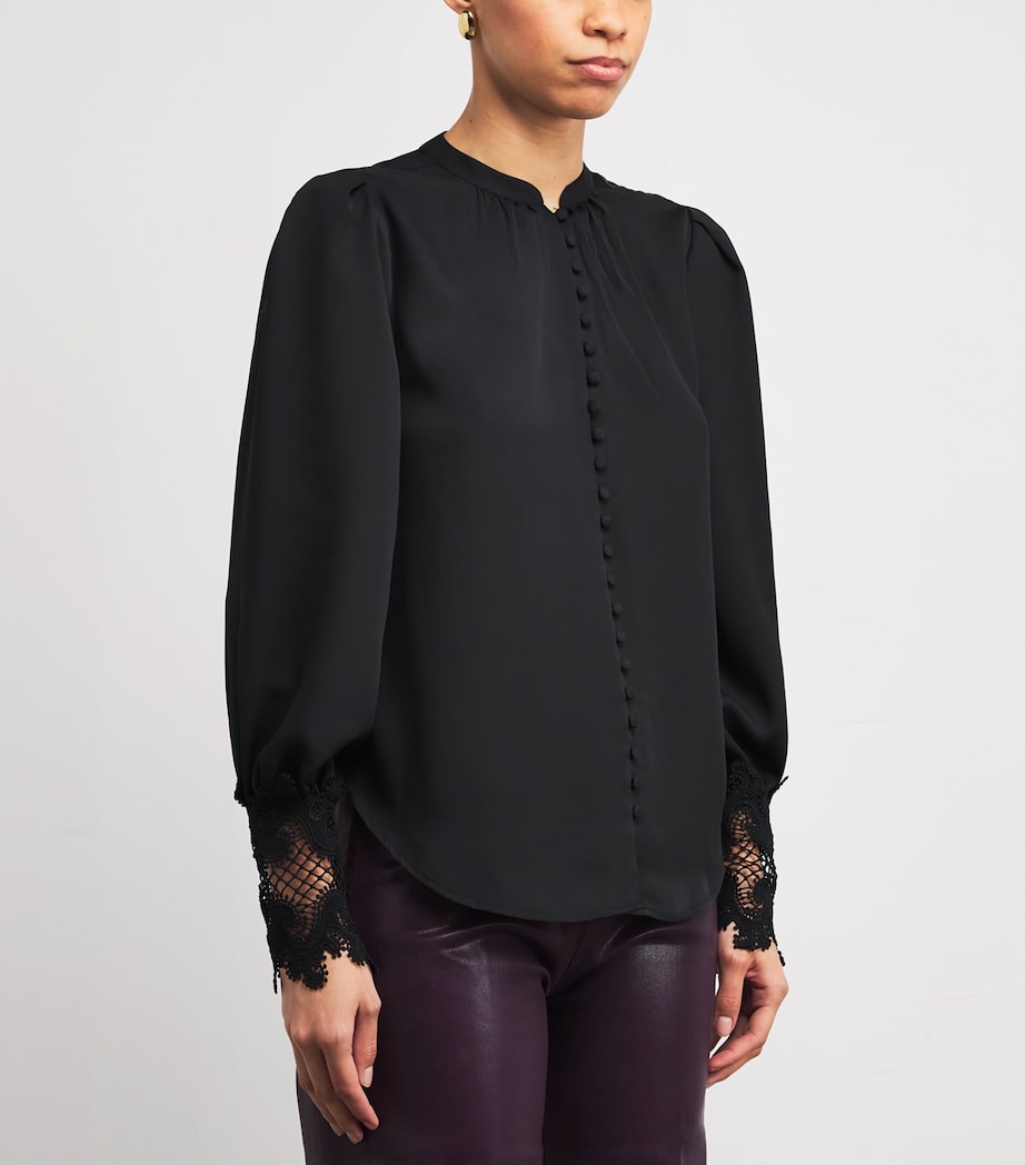Lace Trim Ava Blouse BLACK Image 3