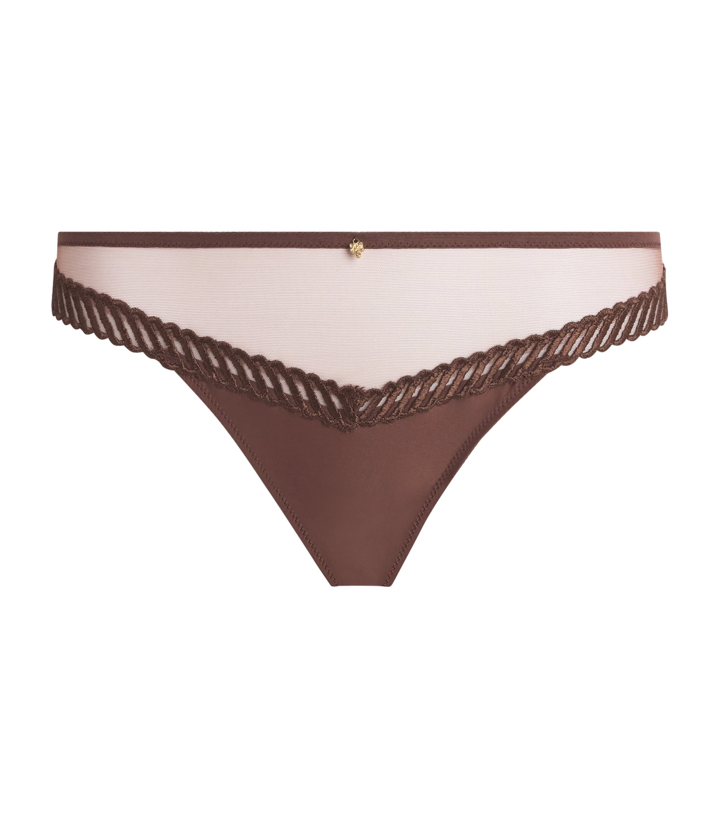 Aubade Womens Sheer Emotion Tanga Sepia Image 1