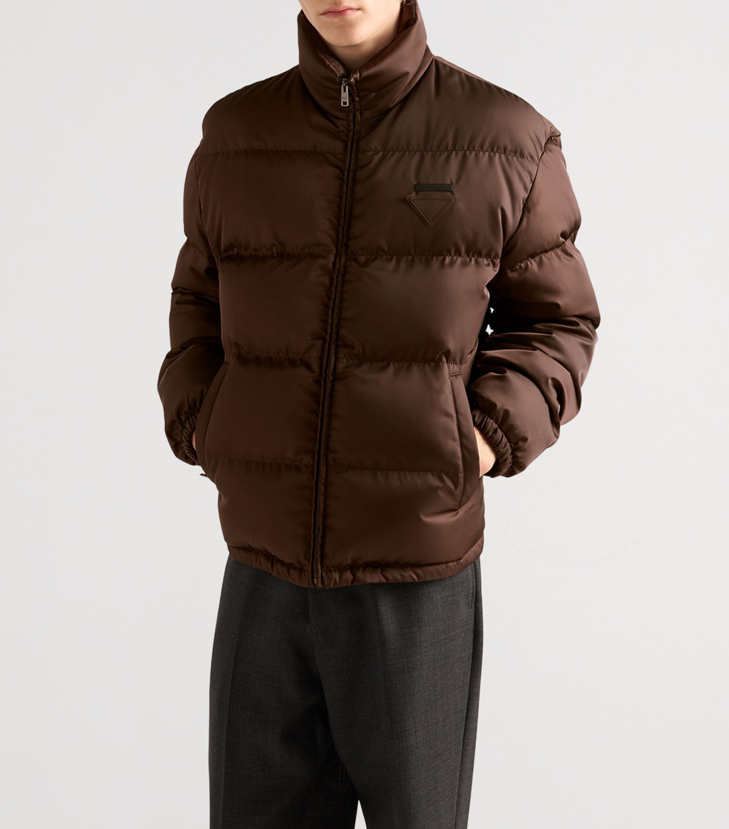 Prada Brown Re-Nylon Down Jacket | Harrods UK