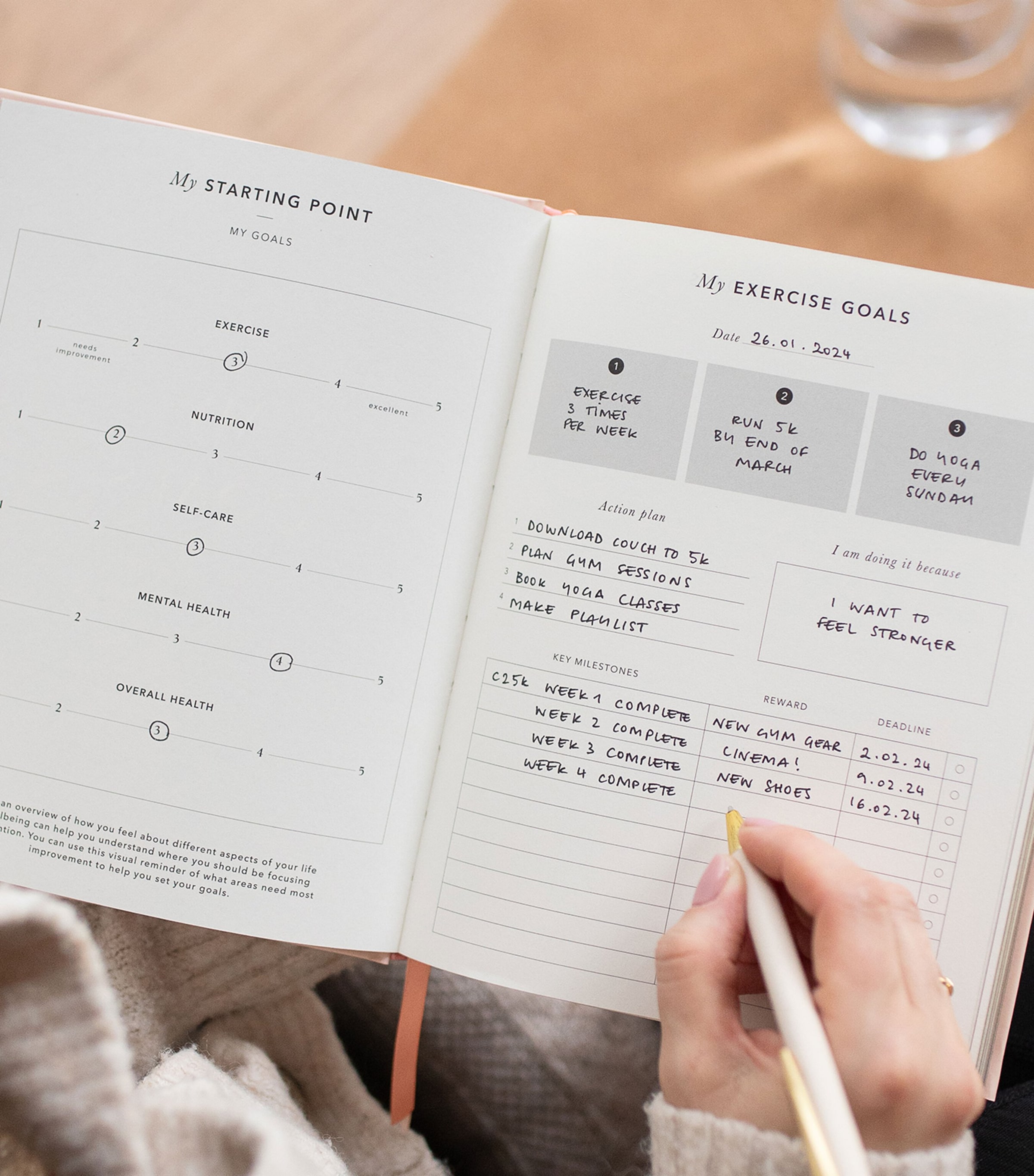 Blush and Gold Daily Fitness & Meal Planner Green, Gold Image 7