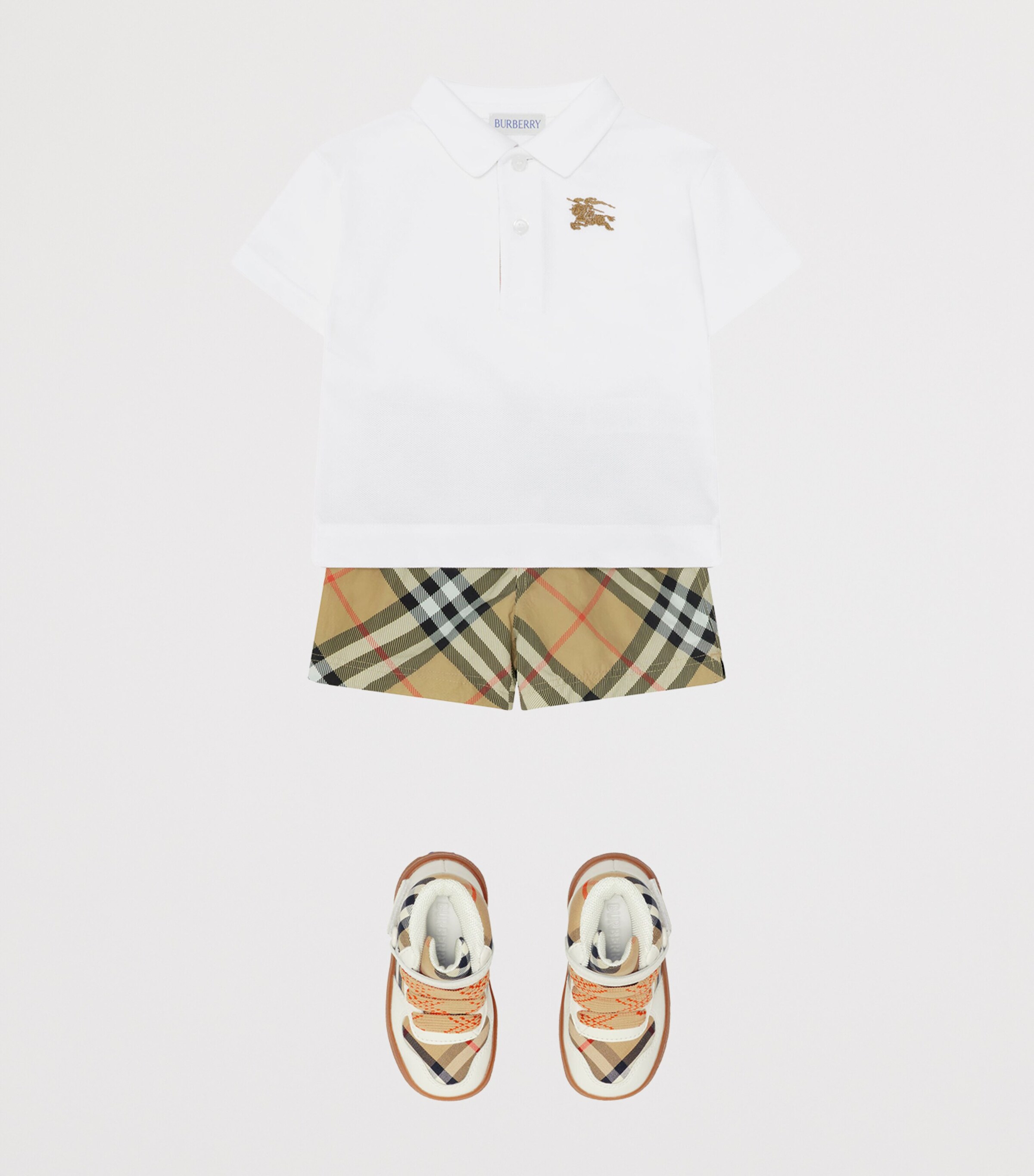 Burberry Kids Cotton EKD Polo Shirt (6-24 Months) White Old Image 4