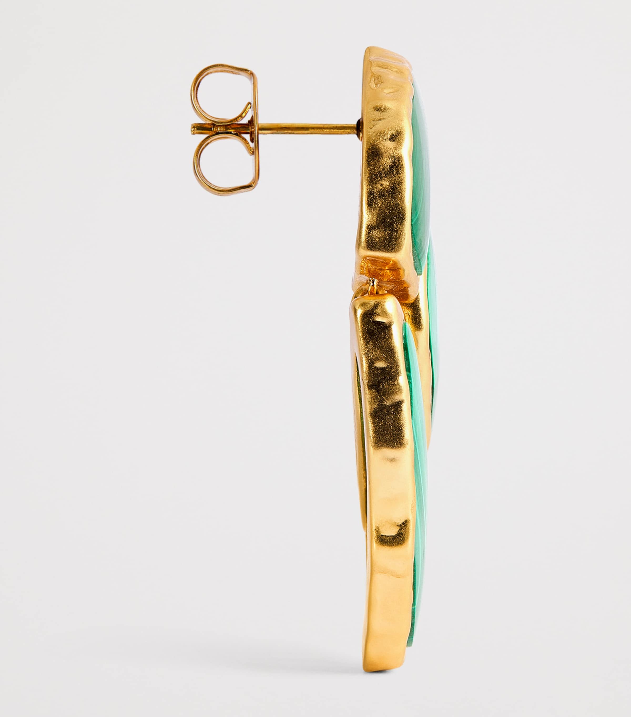 Gold-Plated and Malachite Cracked Byron Earrings ANTQE GLD/MLCHTEAGMA Image 4