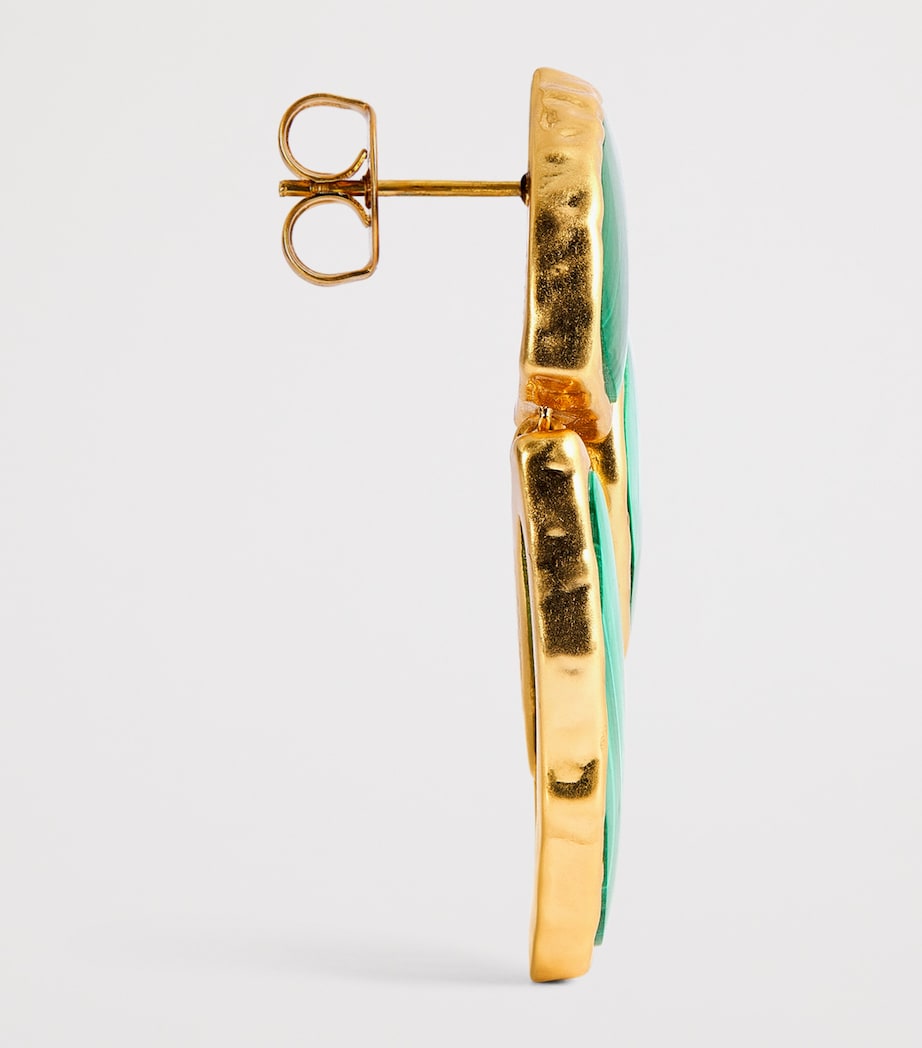Gold-Plated and Malachite Cracked Byron Earrings ANTQE GLD/MLCHTEAGMA Image 4