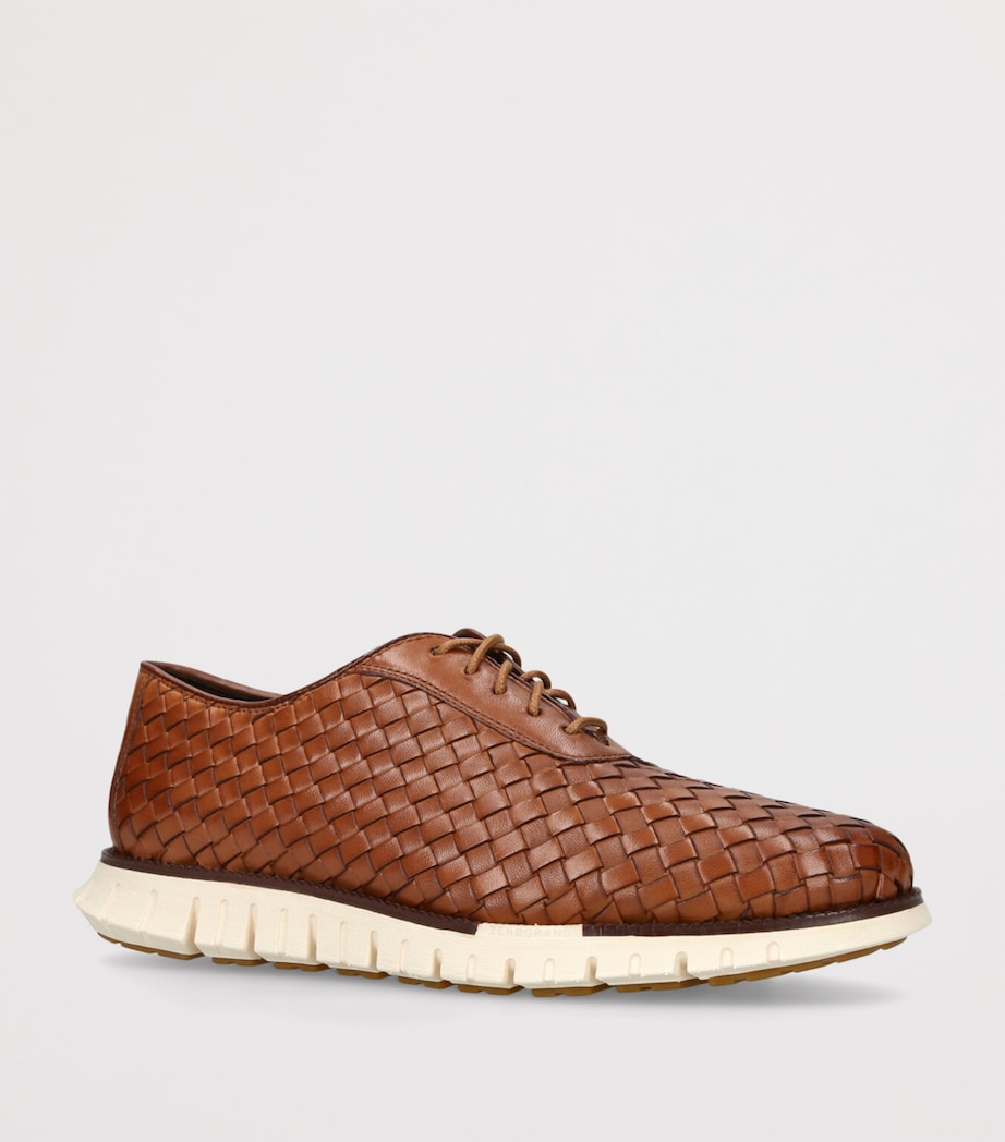 Woven Leather ZerøGrand Oxford Sneakers TAN Image 3