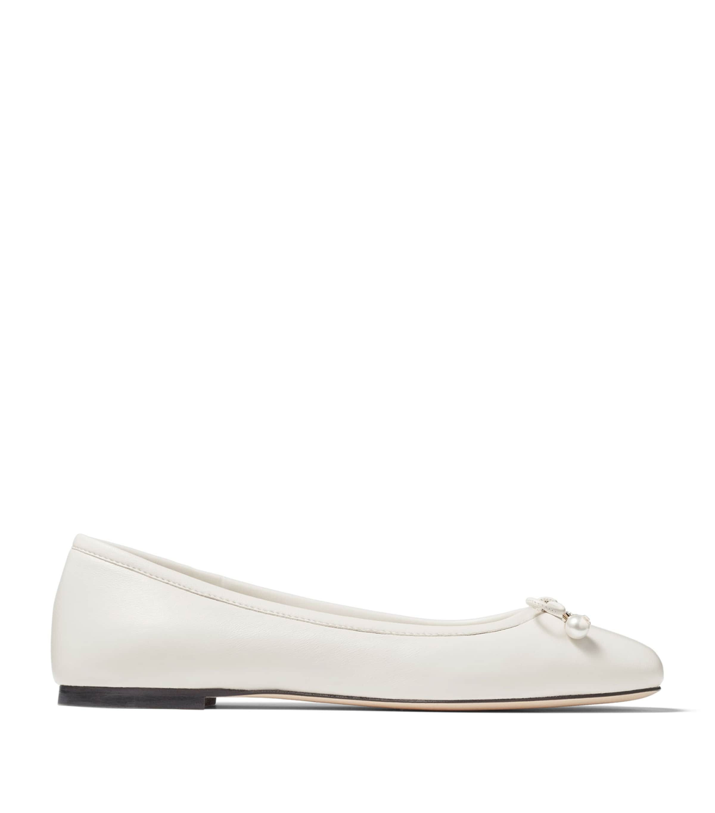 Jimmy Choo Elme Lambskin Ballet Flats In White