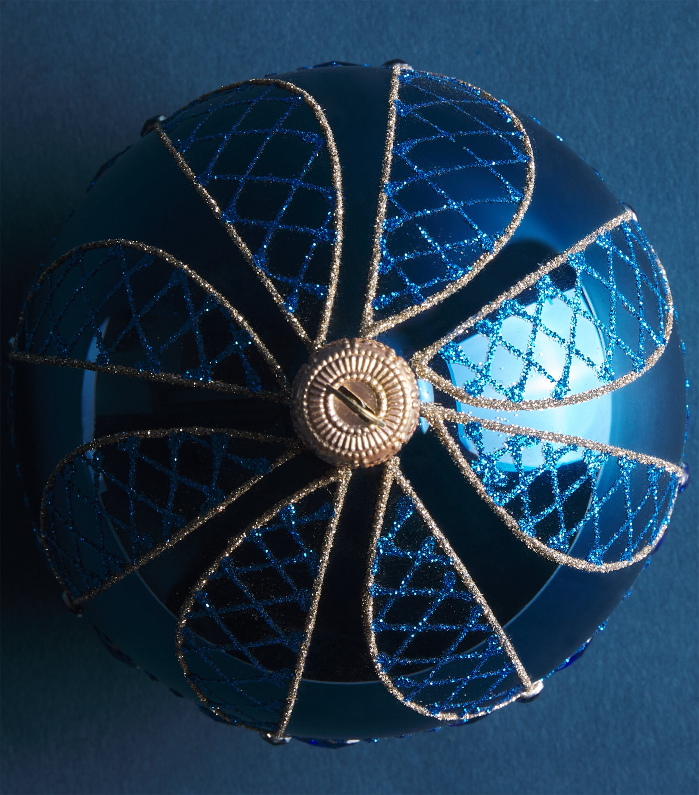Harrods Glitter and Crystal-Embellished Bauble Navy Blue Lacquer Image 2