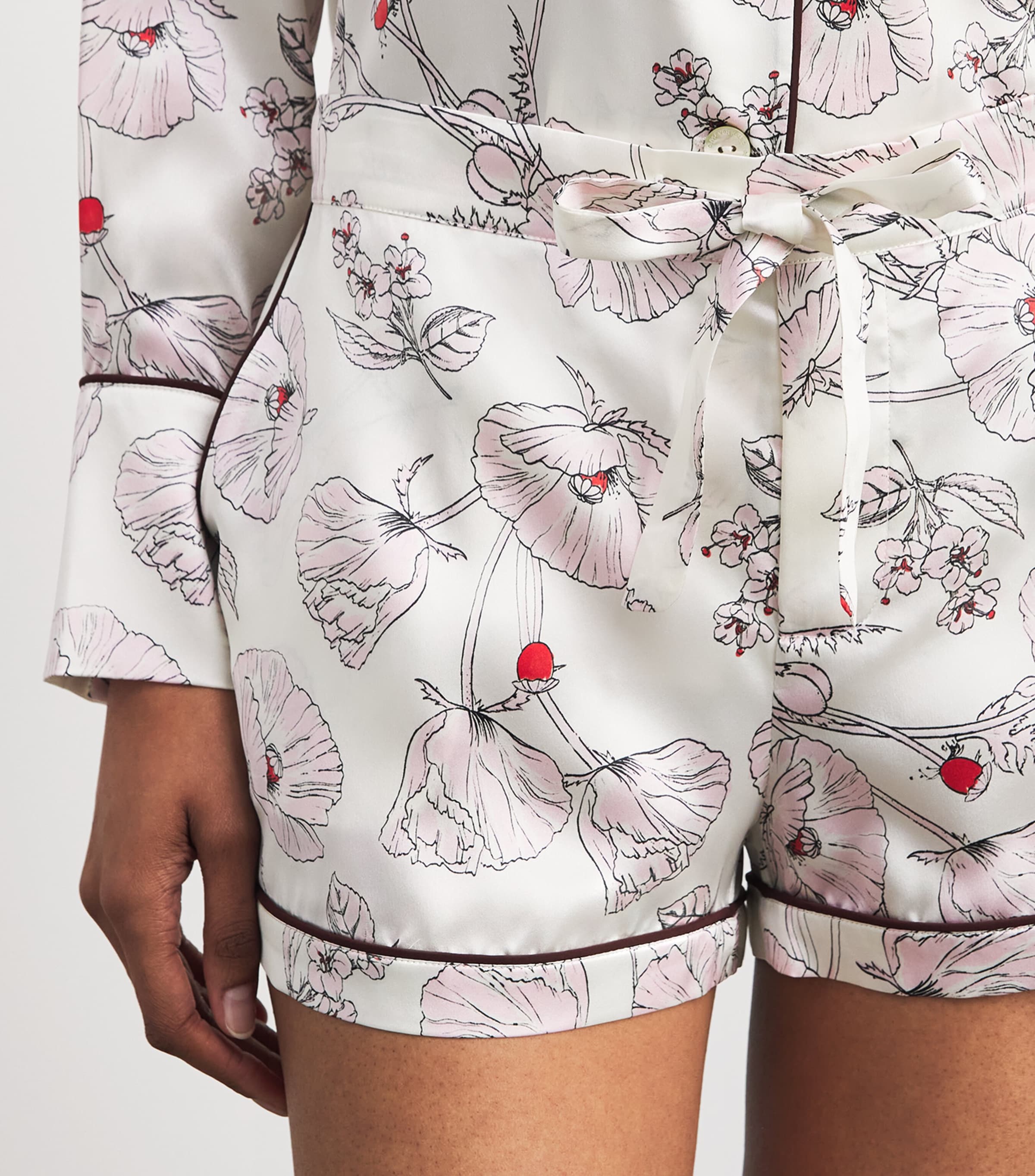 Olivia von Halle Womens Silk Poppies Alba Pyjama Set Rosalia Image 3