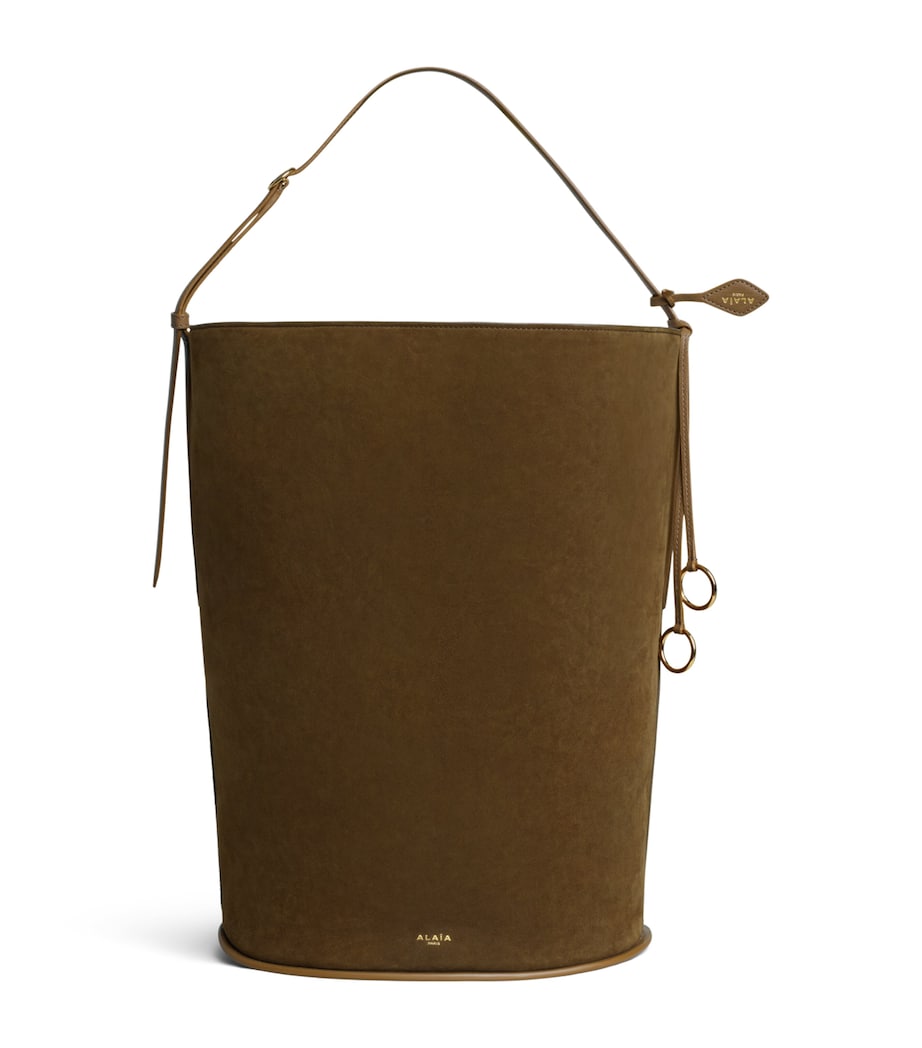 Alaïa Large Suede-Leather Hip Bucket Bag Vert Kaki Image 1