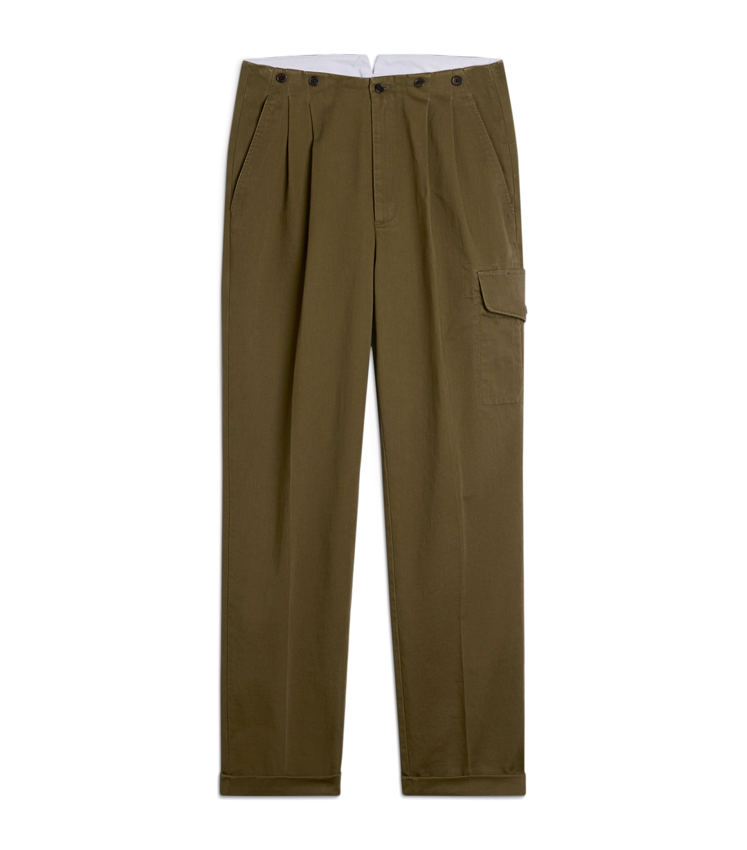 Dunhill Cotton Double-pleat Chinos In Green