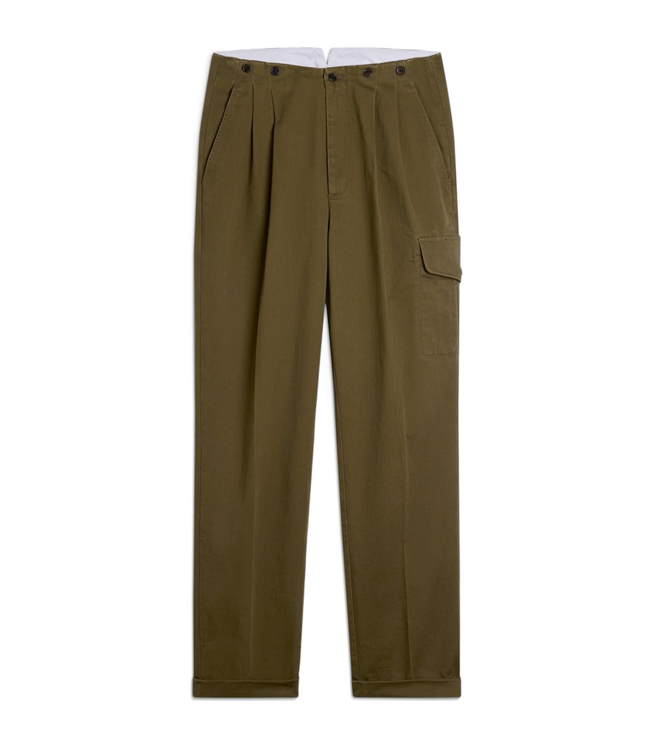 Dunhill Mens Cotton Double-Pleat Chinos Image 1