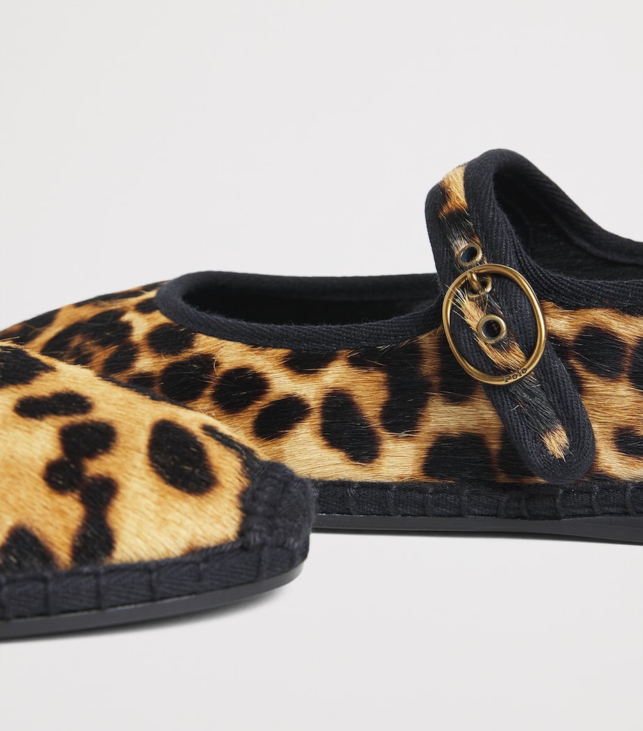 Polo Ralph Lauren Calf Hair Mary Jane Flats Leopard Image 5