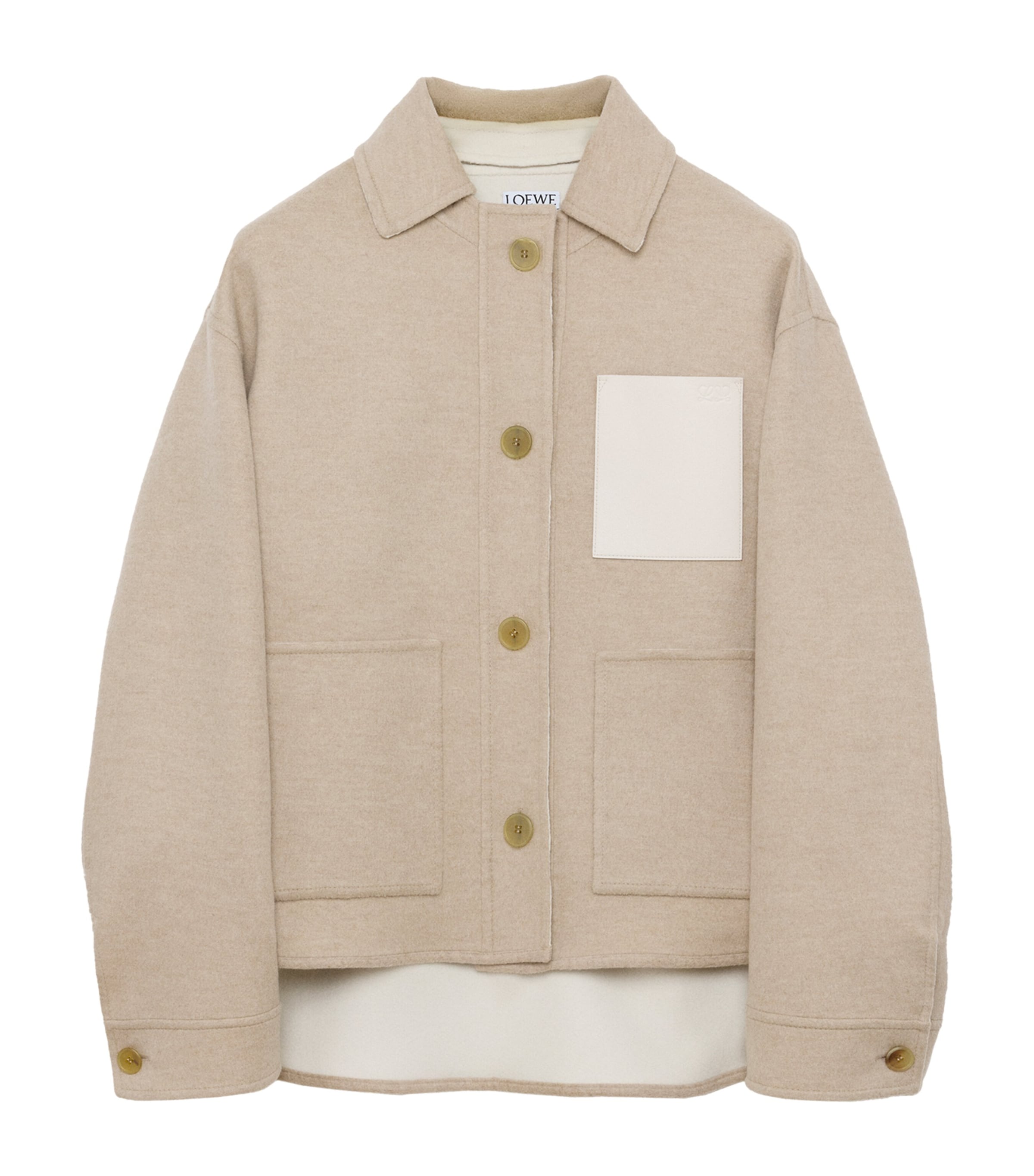 LOEWE Womens Wool-Cashmere Workwear Jacket Beige/white Image 1