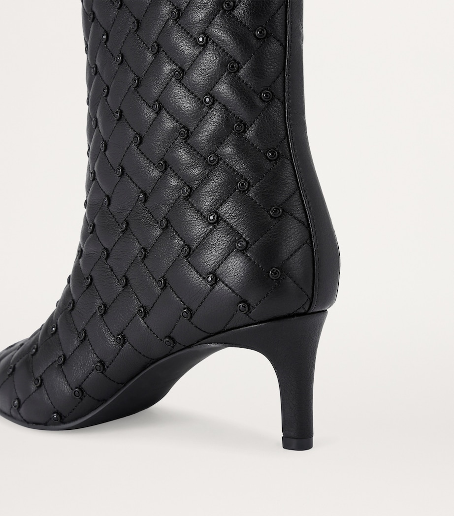 Leather Cyrstal Embellished Regent Boots 65 BLACK/COMB Image 3