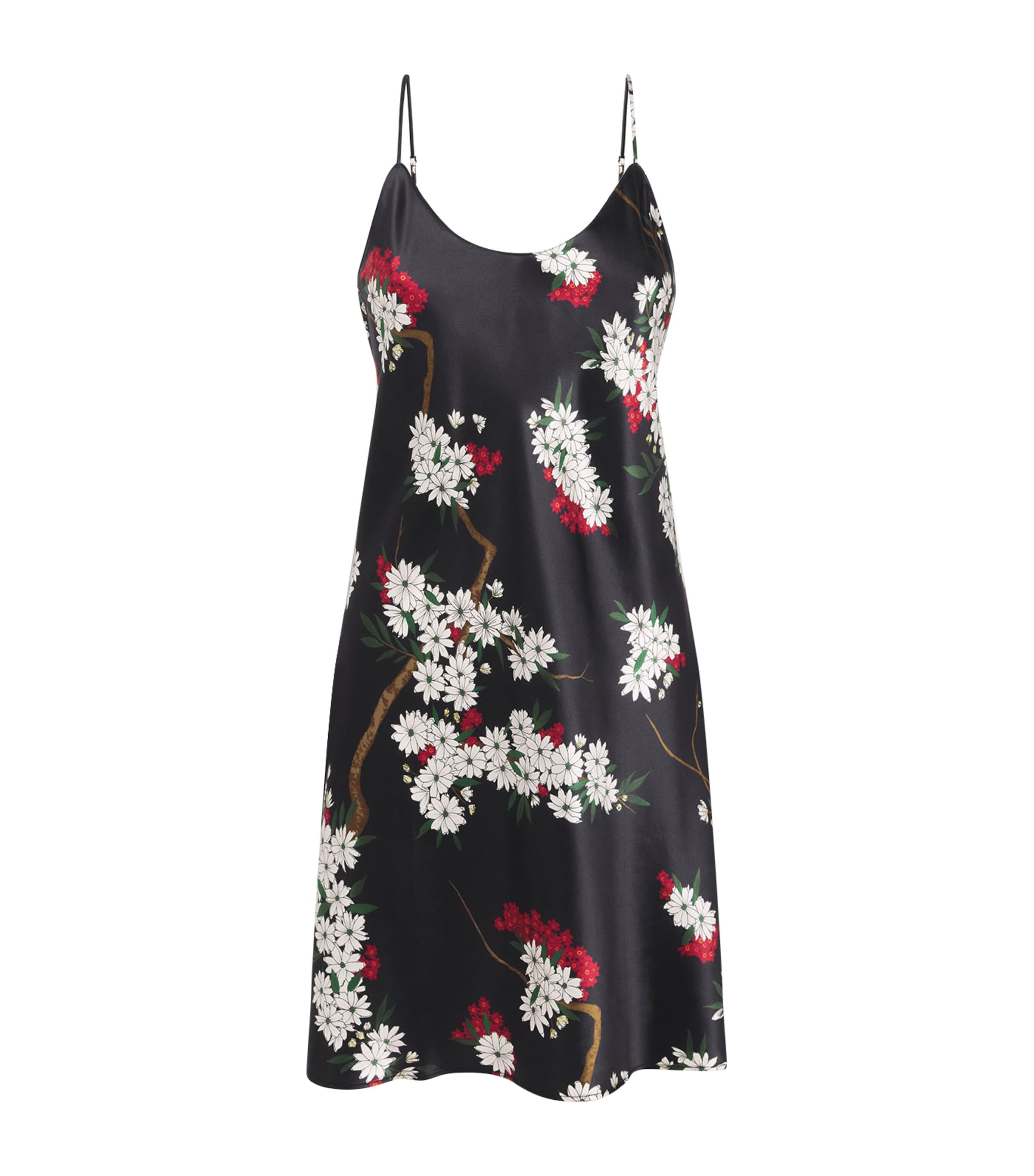 Olivia Von Halle Silk Venus René Slip Nightdress In Black