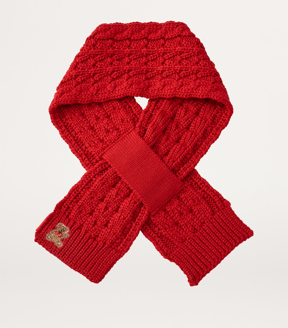 Cable-Knit Bear-Embroidered Scarf 2 Image 3