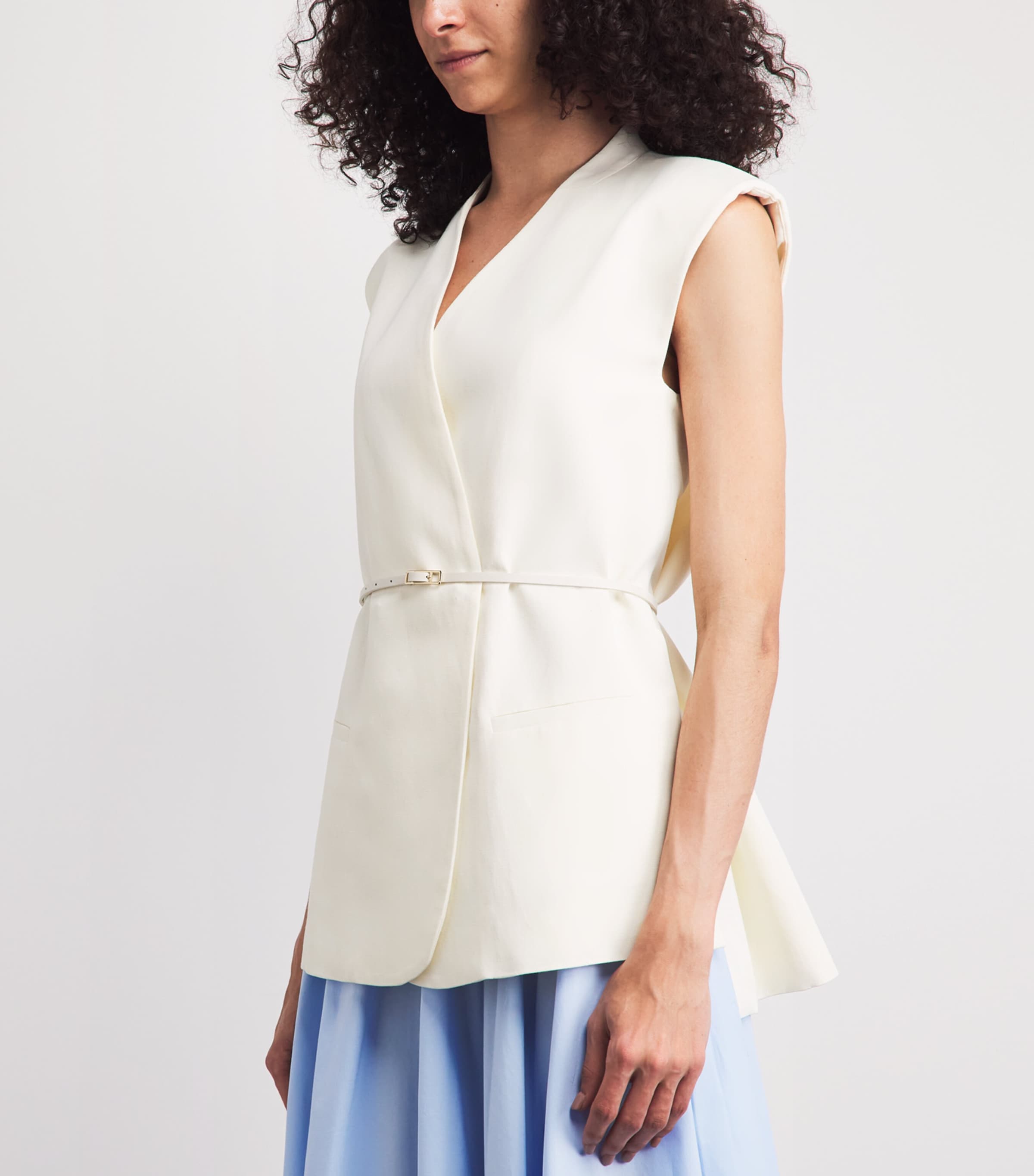 Fabiana Filippi Womens Crepe Sleeveless Blouse Burro Image 4