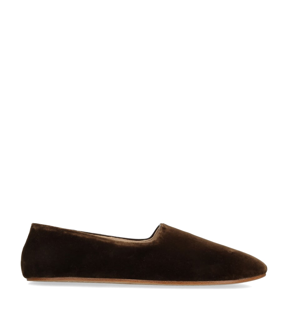 The Row Ponti Velvet Slippers Brown Image 1