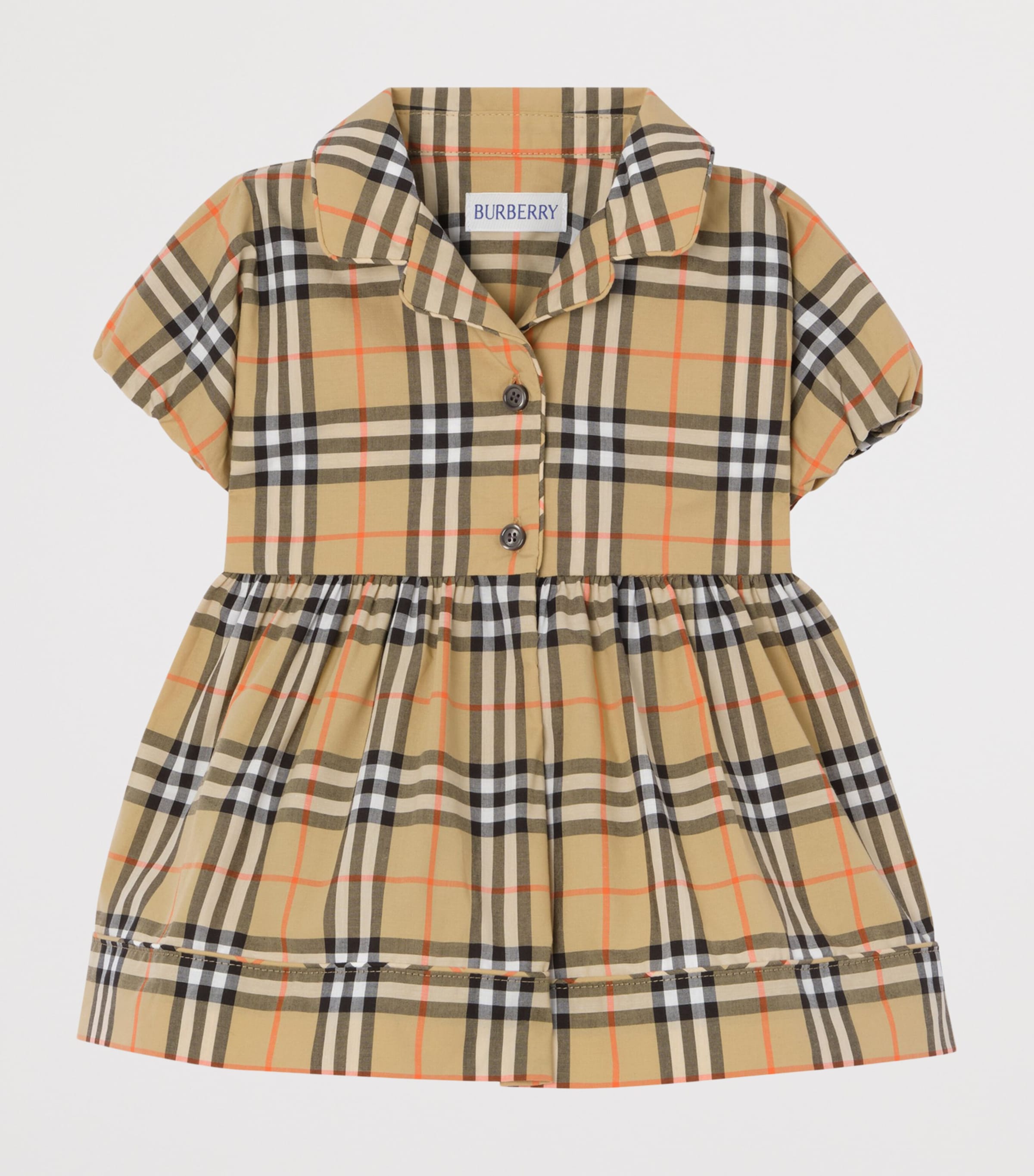 Burberry Kids Cotton Check Dress and Bloomers Set (1-18 Months) Sand Ip Check Image 2