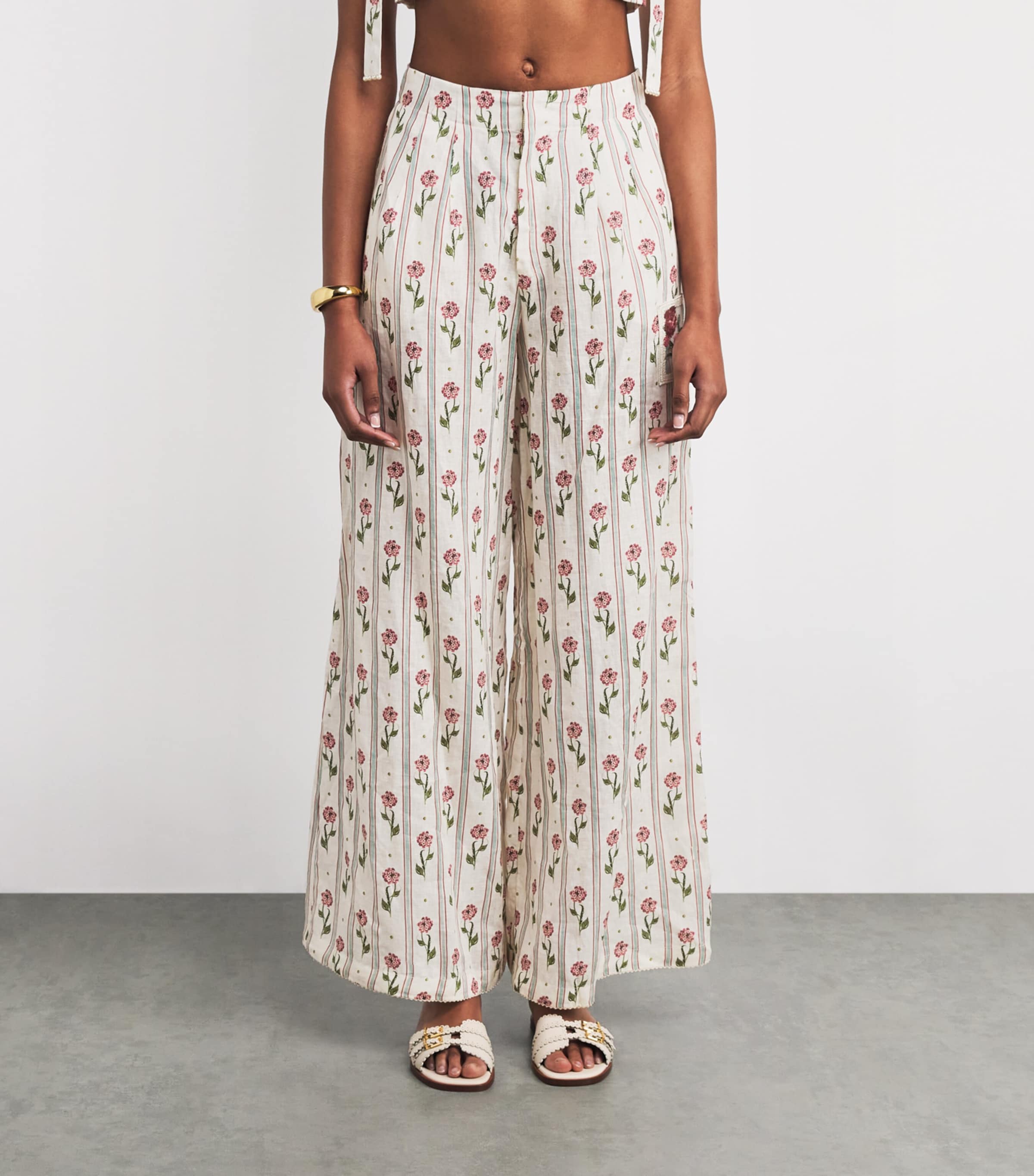 Linen Pinon Wide-Leg Trousers MULTICOLOUR Image 3