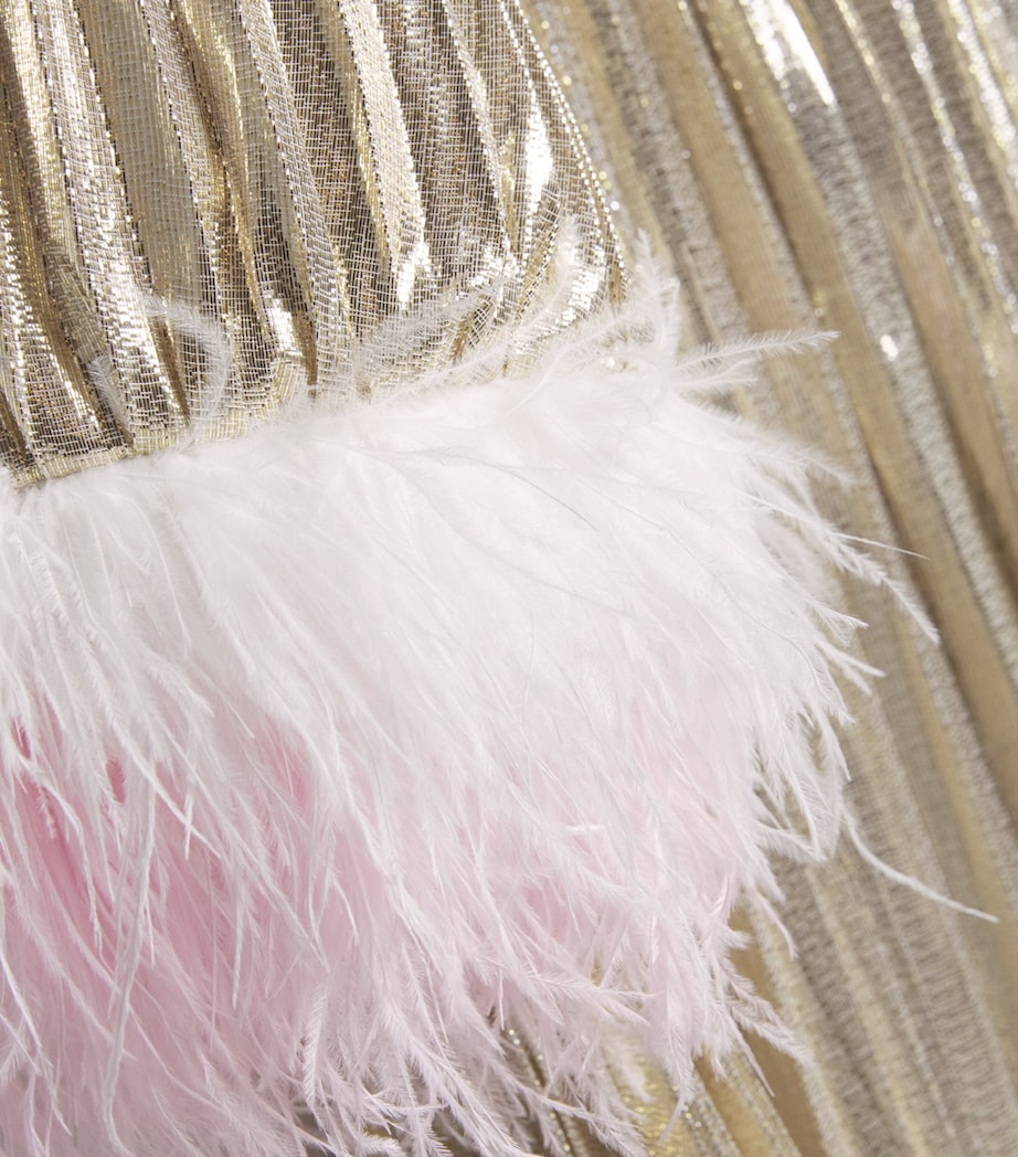 Metallic Feather-Trimmed Chiffon Dress (5-12 Years) CHAMPAGNE Image 3