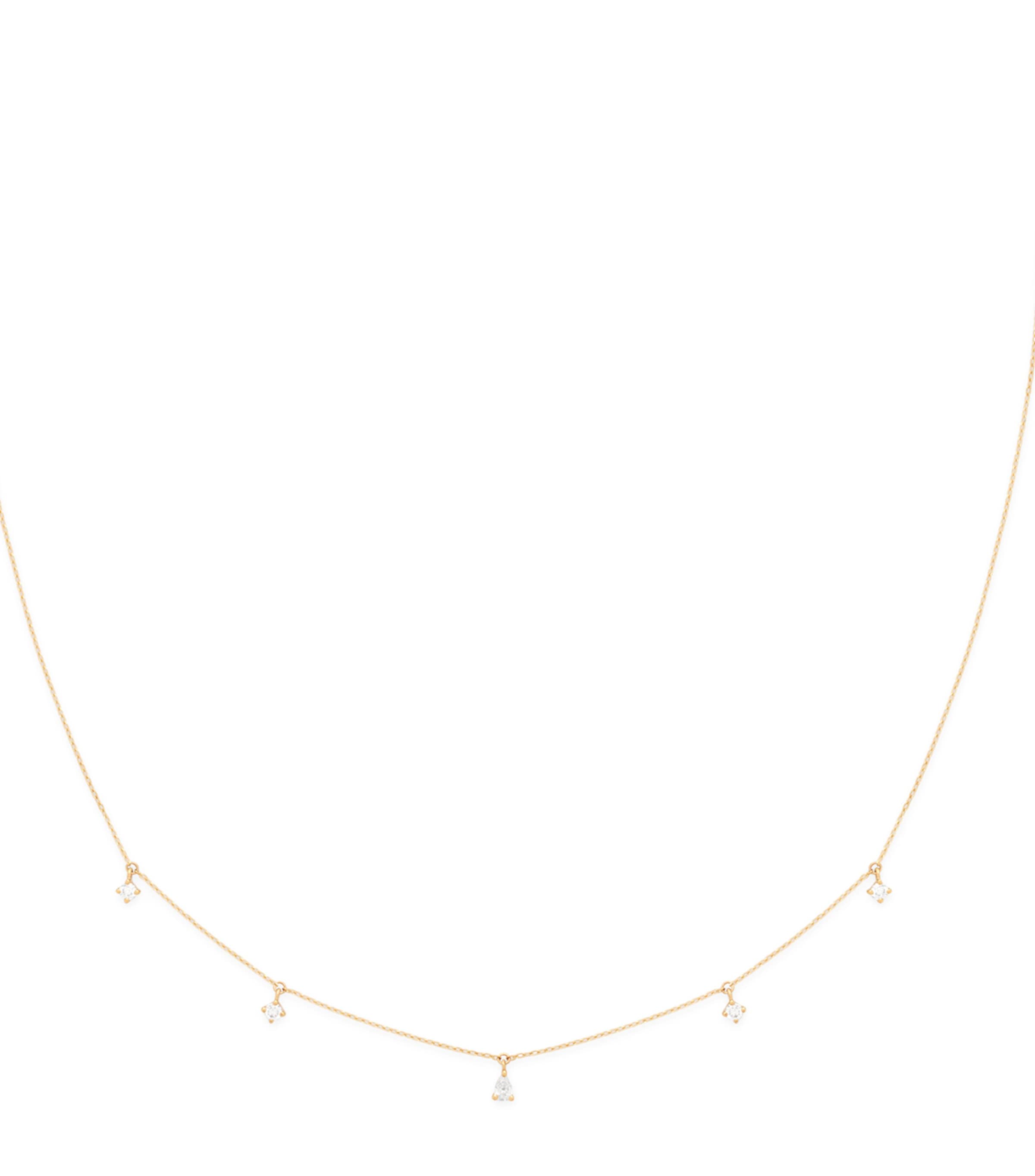 Astrid & Miyu Yellow Gold and Diamond Pear Charm Necklace Gold Image 1