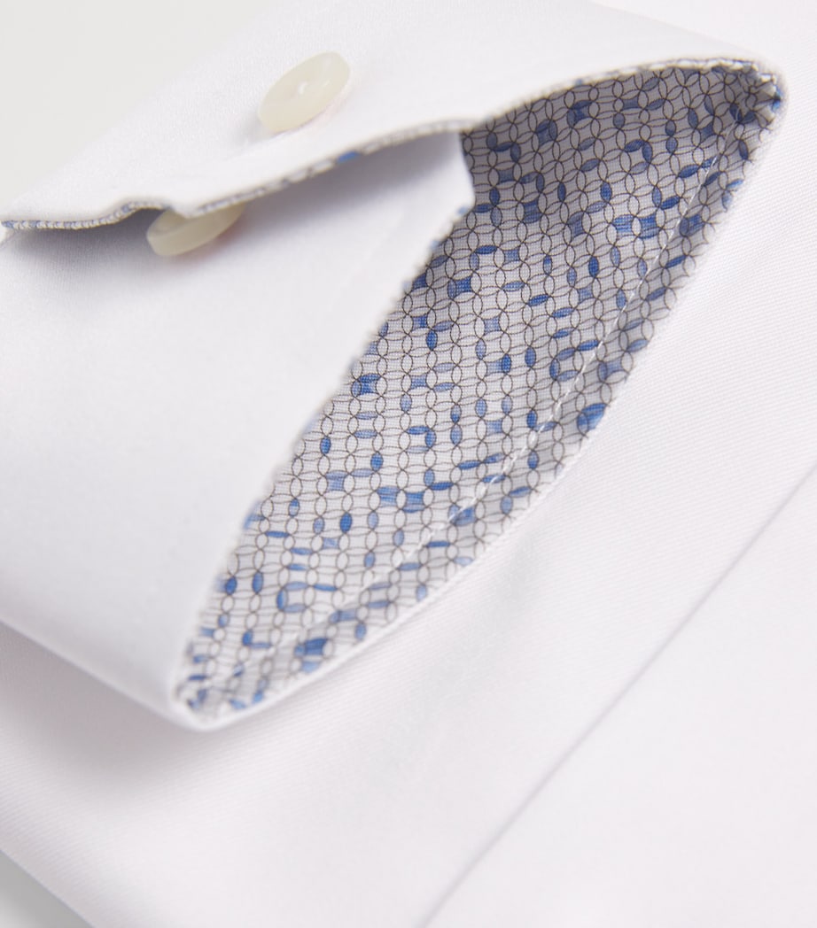 Cotton Signature Twill Geometric-Collar Shirt WHITE GEO Image 5