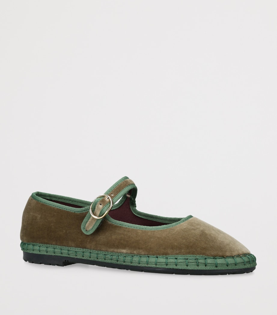 Flabelus Velvet Eyre Mary Janes Khaki Image 3