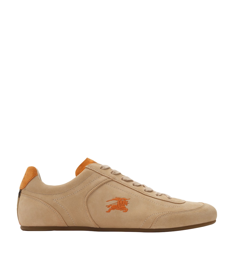 Burberry Mens Suede Knight Runner Sneakers Flaxpumpkin Orange Image 1