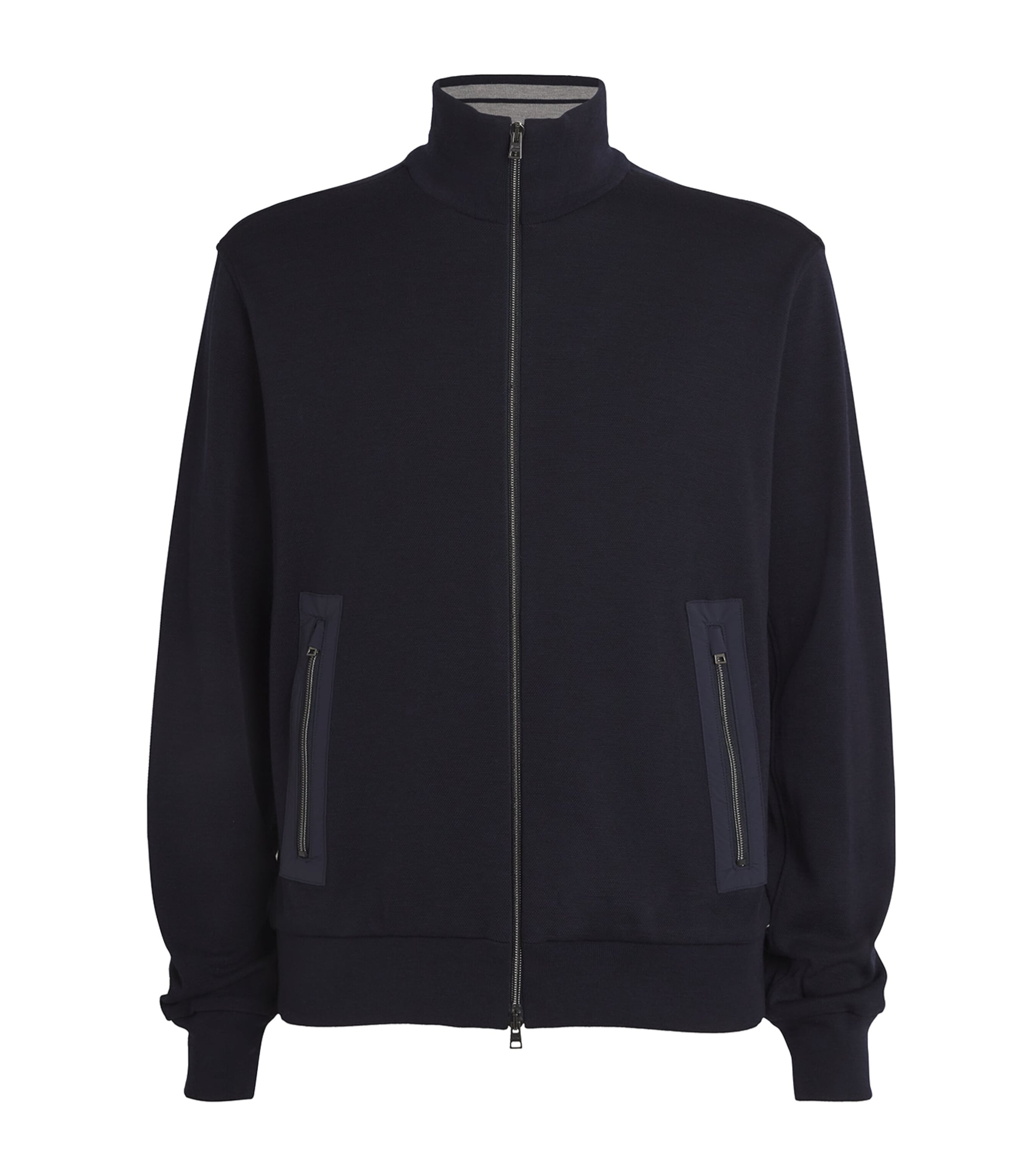 Shop Herno Virgin Wool Zip-up Sweater In Navy