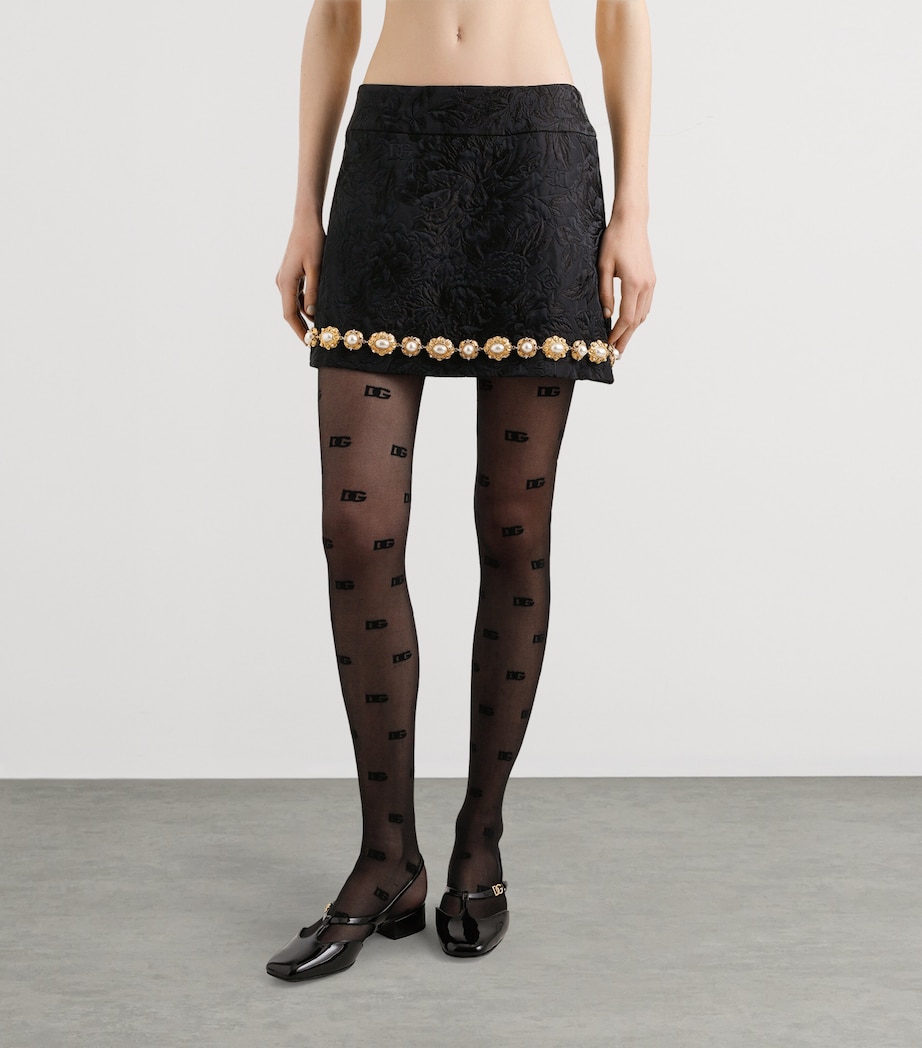 Brocade Mini Skirt N0000-BLACK Image 2