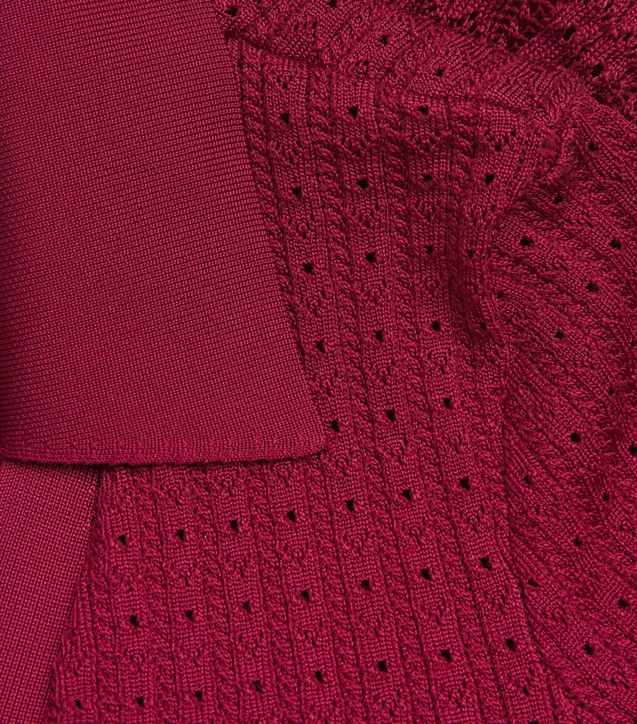 Pointelle Knit Mini Dress BURGUNDY Image 5
