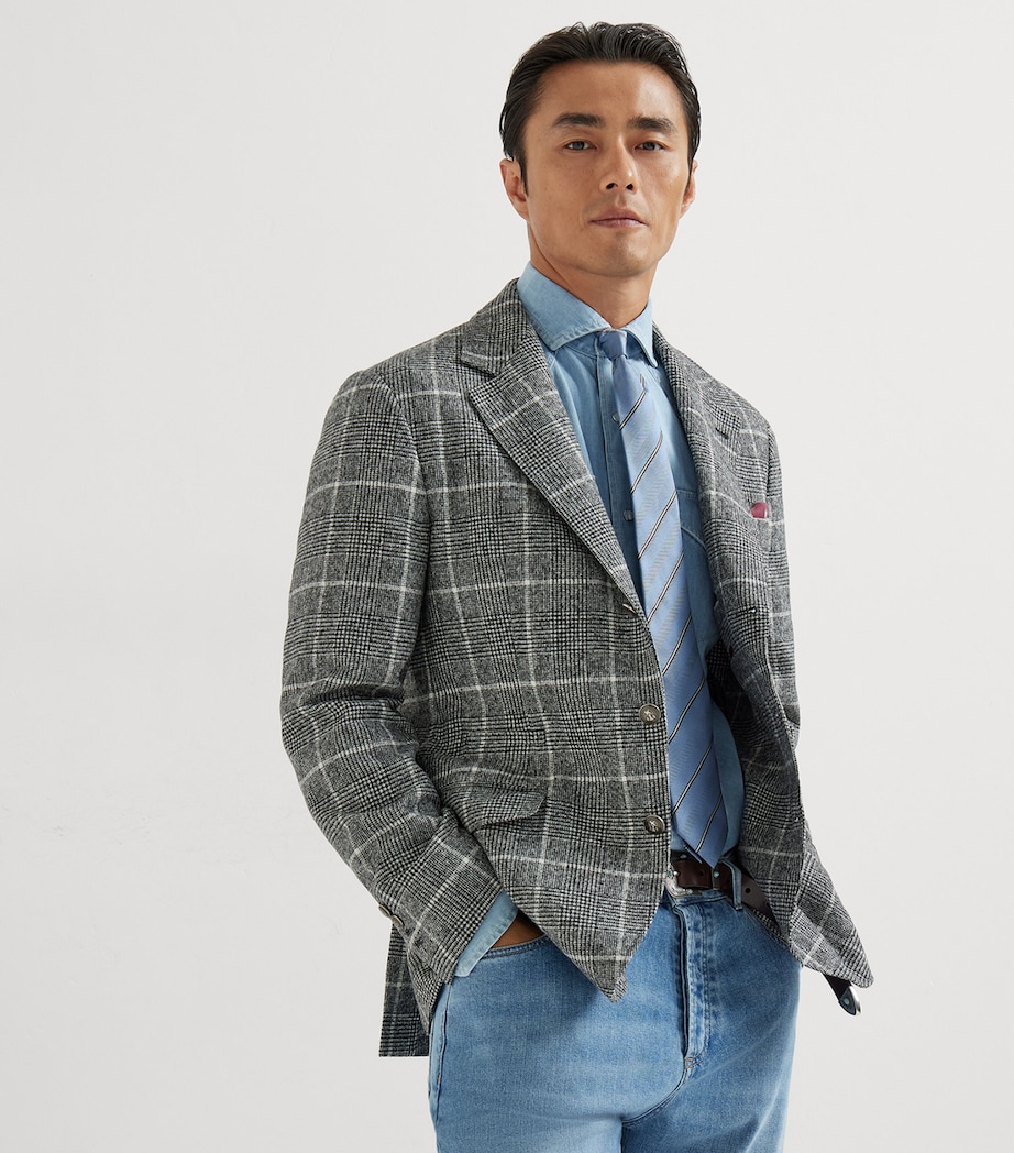 Alpaca-Wool-Blend Prince of Wales Check Blazer C012 Image 4