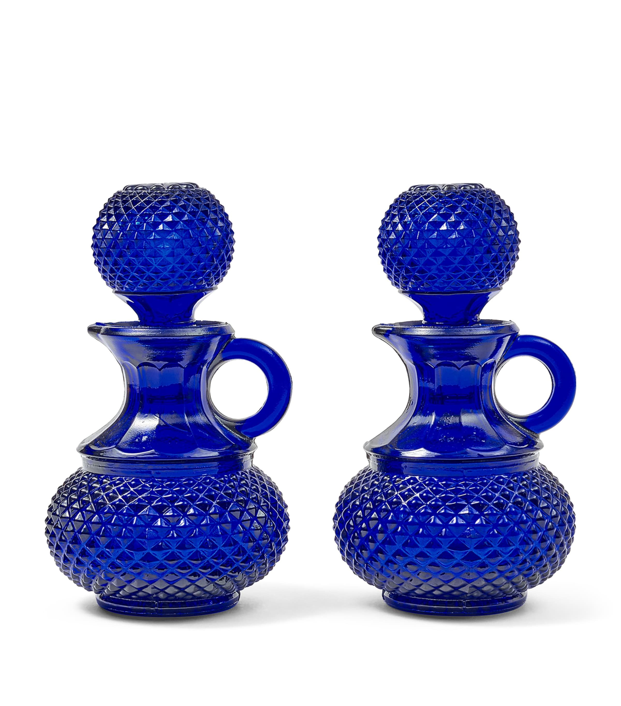 Cabana Magazine Galeano Glass Oil And Vinegar Set In Blue