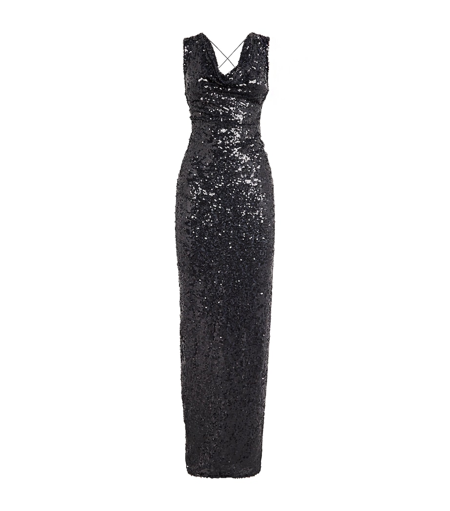 Sequinned Cowl-Neck Gown 418 MARINE Image 1
