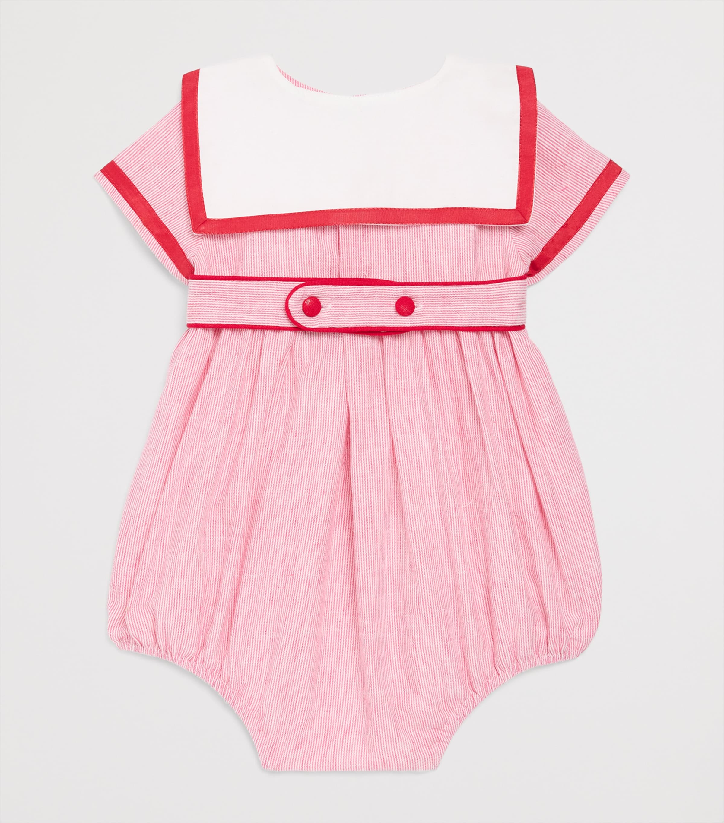 PEPA LONDON Stripe Mariner Collar Playsuit (6-24 Months) Red Image 2