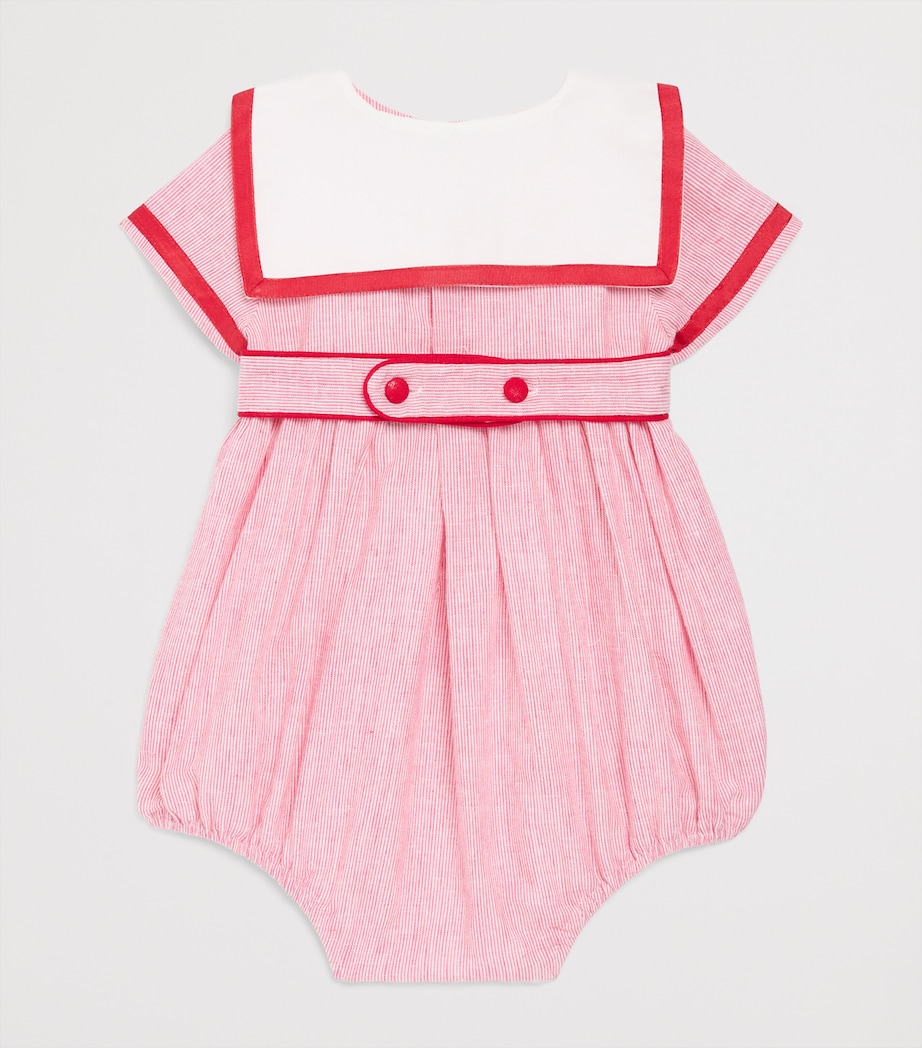 PEPA LONDON Stripe Mariner Collar Playsuit (6-24 Months) Red Image 2