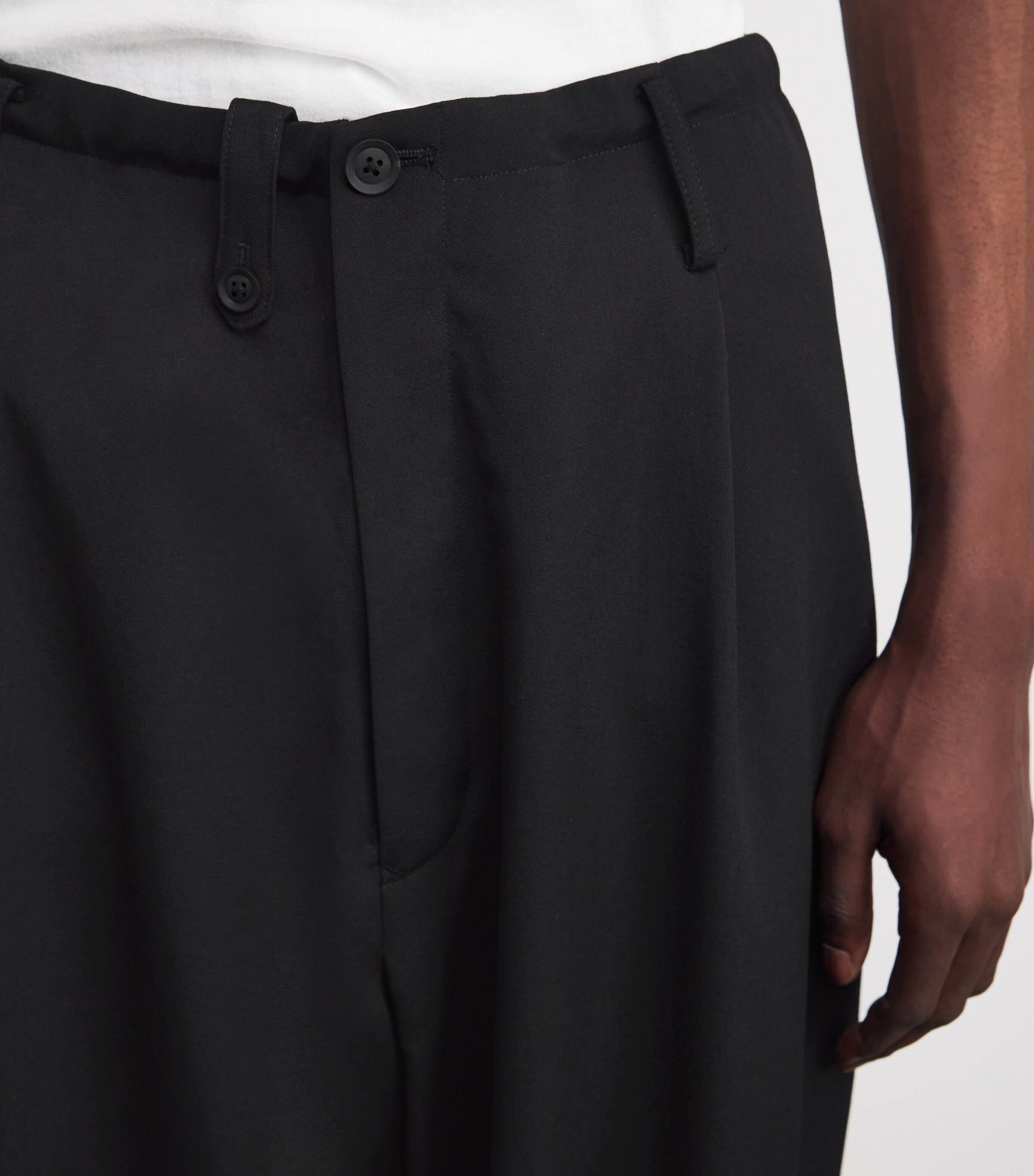 Yohji Yamamoto Mens Wool Garbadine Wallet Trousers Black Image 6