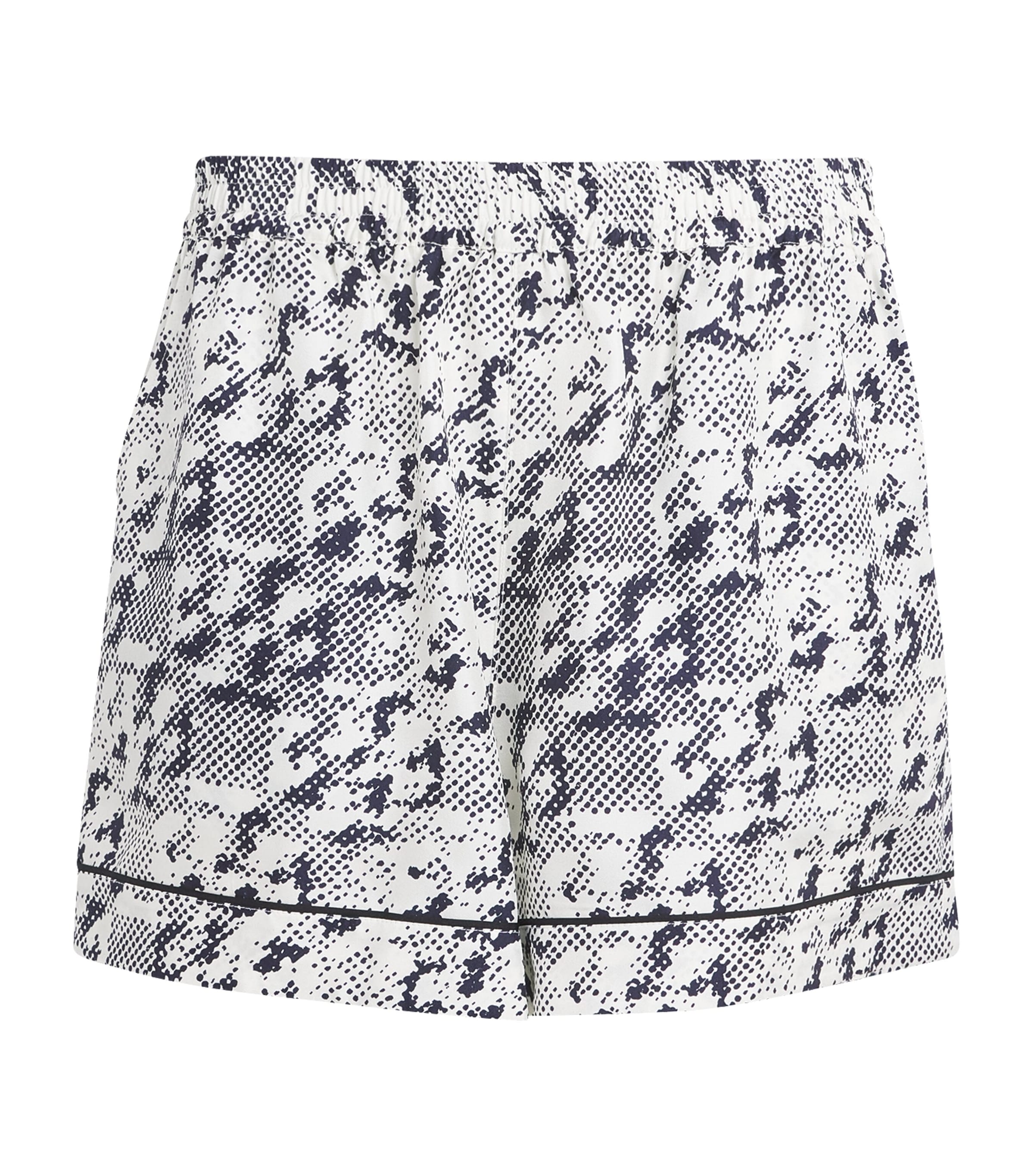 Tory Burch Silk Shorts With Pixelated Logo Print