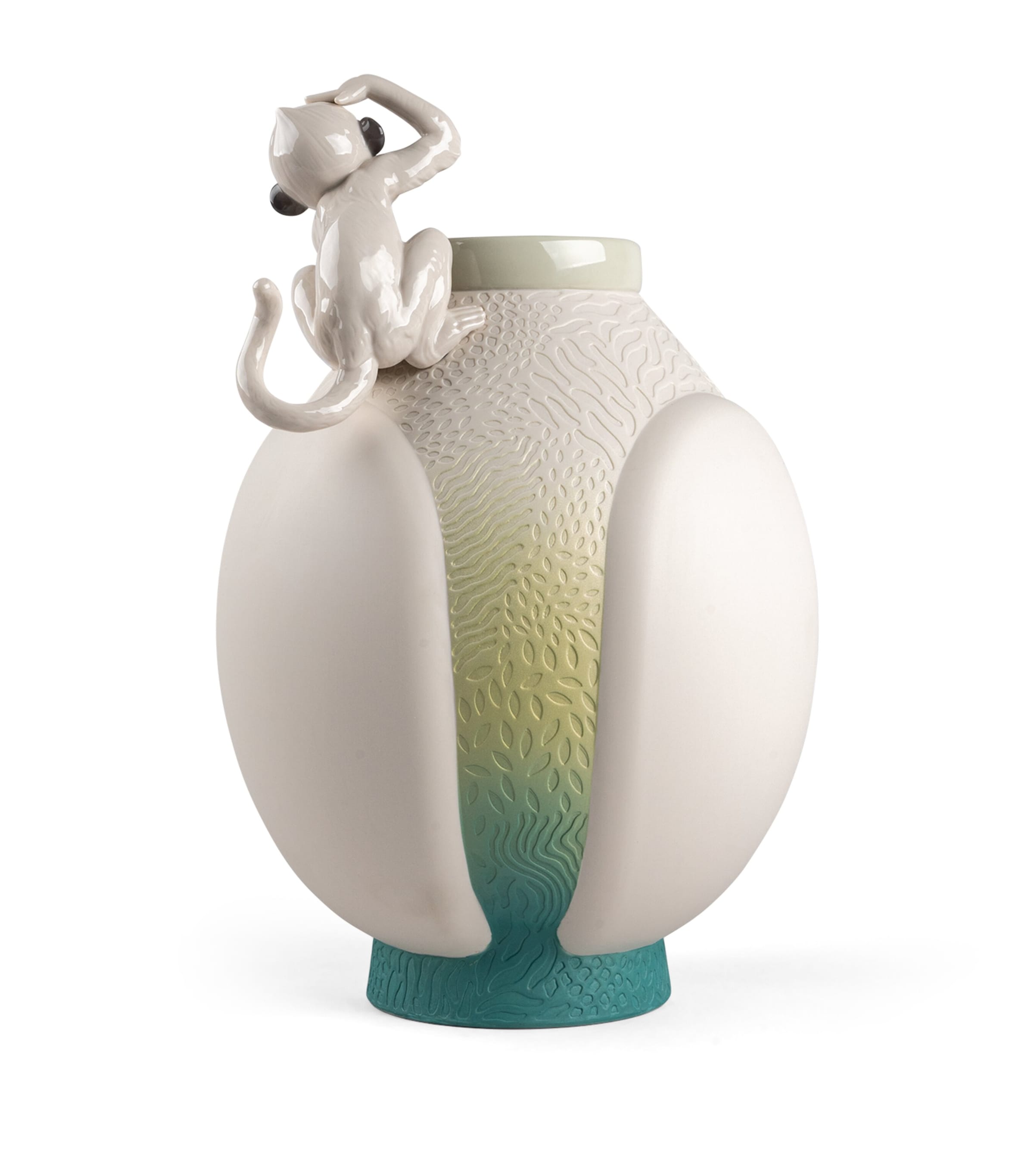 Lladró Porcelain Monkey Vase (42cm) White Image 3