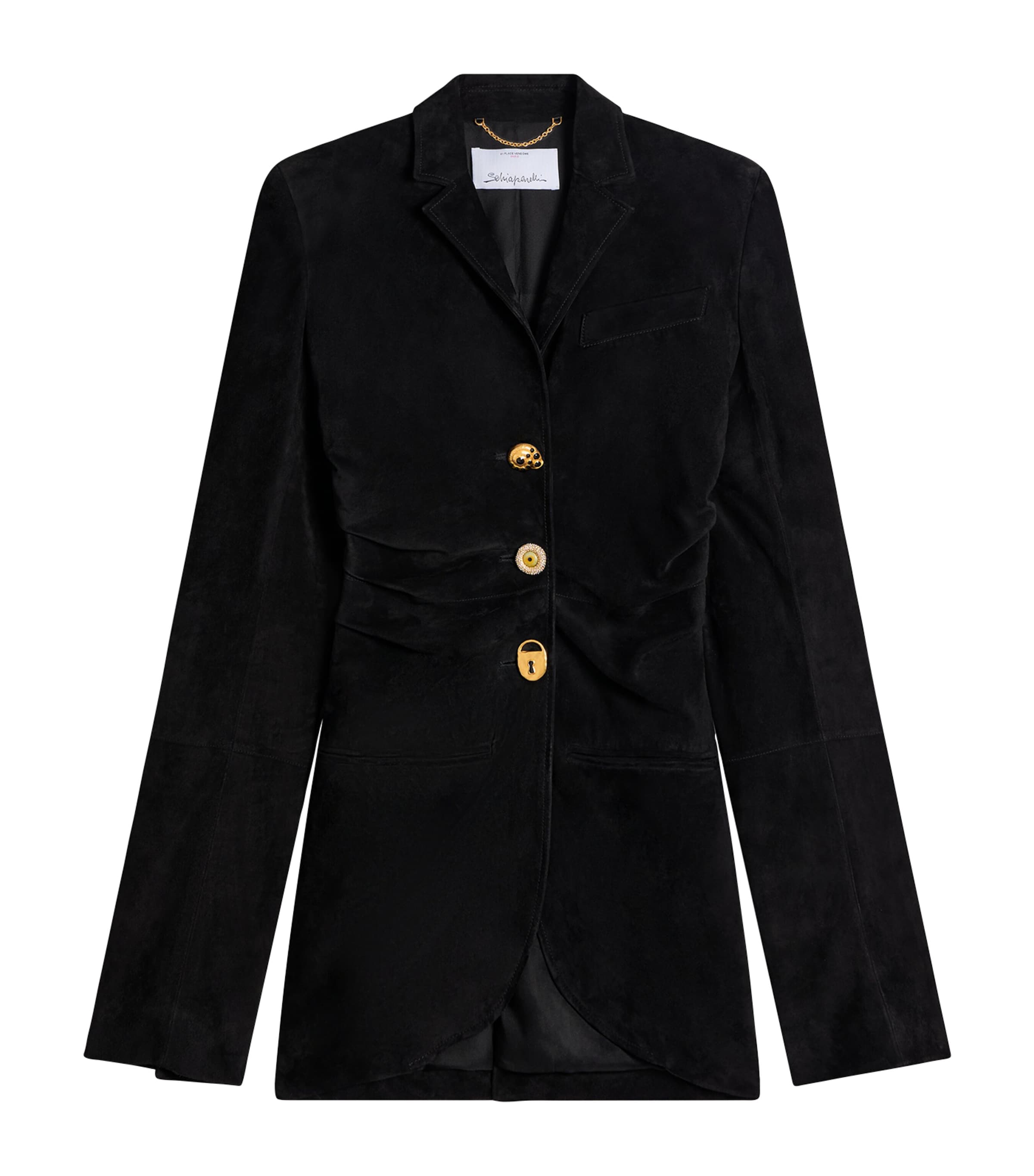 Schiaparelli Womens Wool Draped Blazer Black Image 1