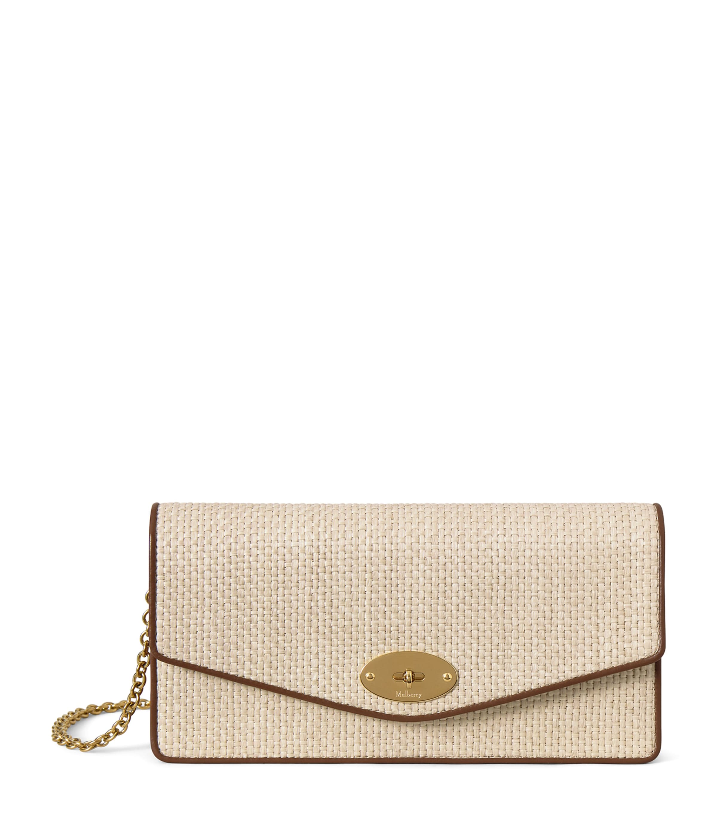 Mulberry Raffia Darley Clutch Bag Ecru Bright Oak Image 1