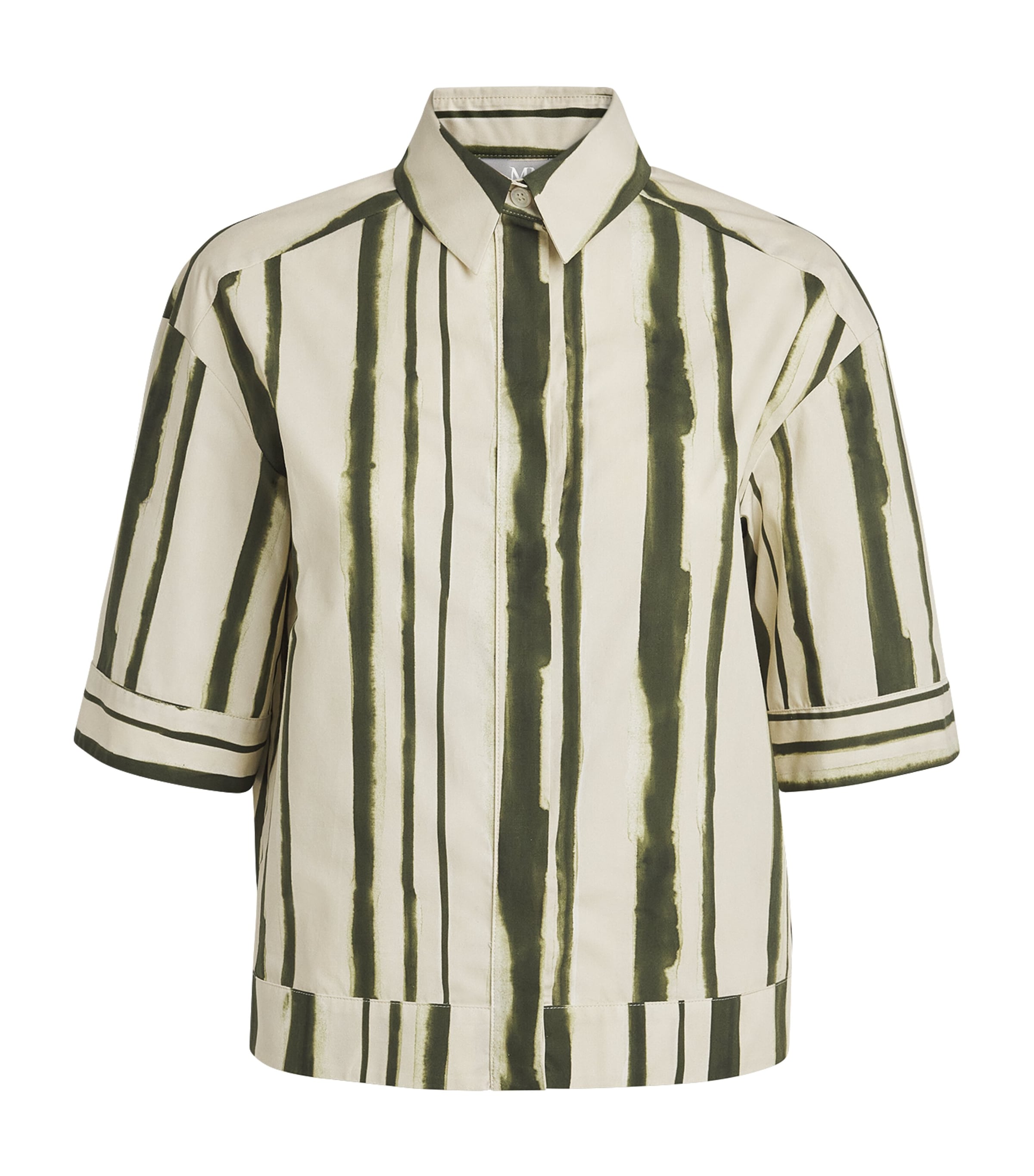 Cotton Printed Shirt 003 MOSS GREEN Image 1