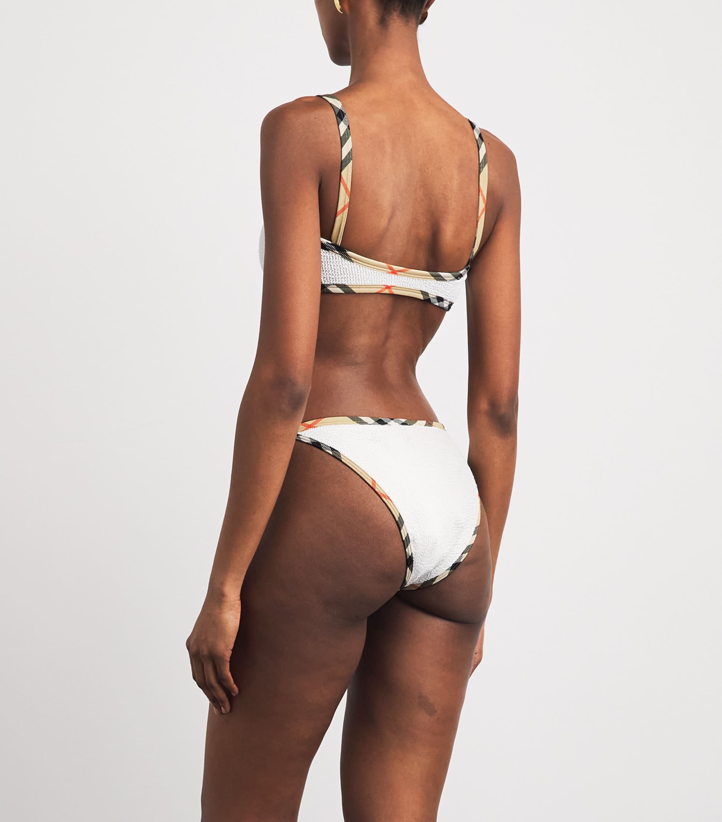 Burberry x Hunza G Womens x Burberry Check-Trim Tyler Bikini White Image 3