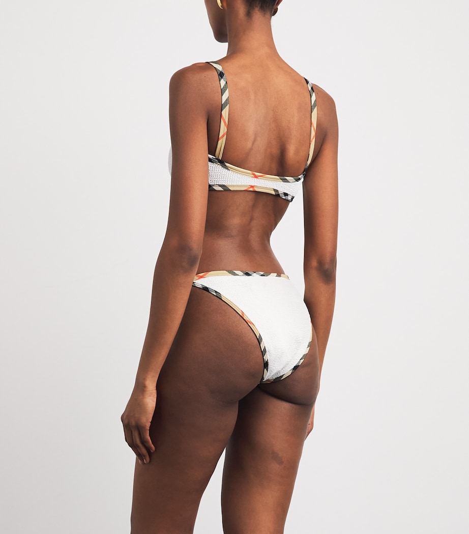 Burberry x Hunza G Womens x Burberry Check-Trim Tyler Bikini White Image 3
