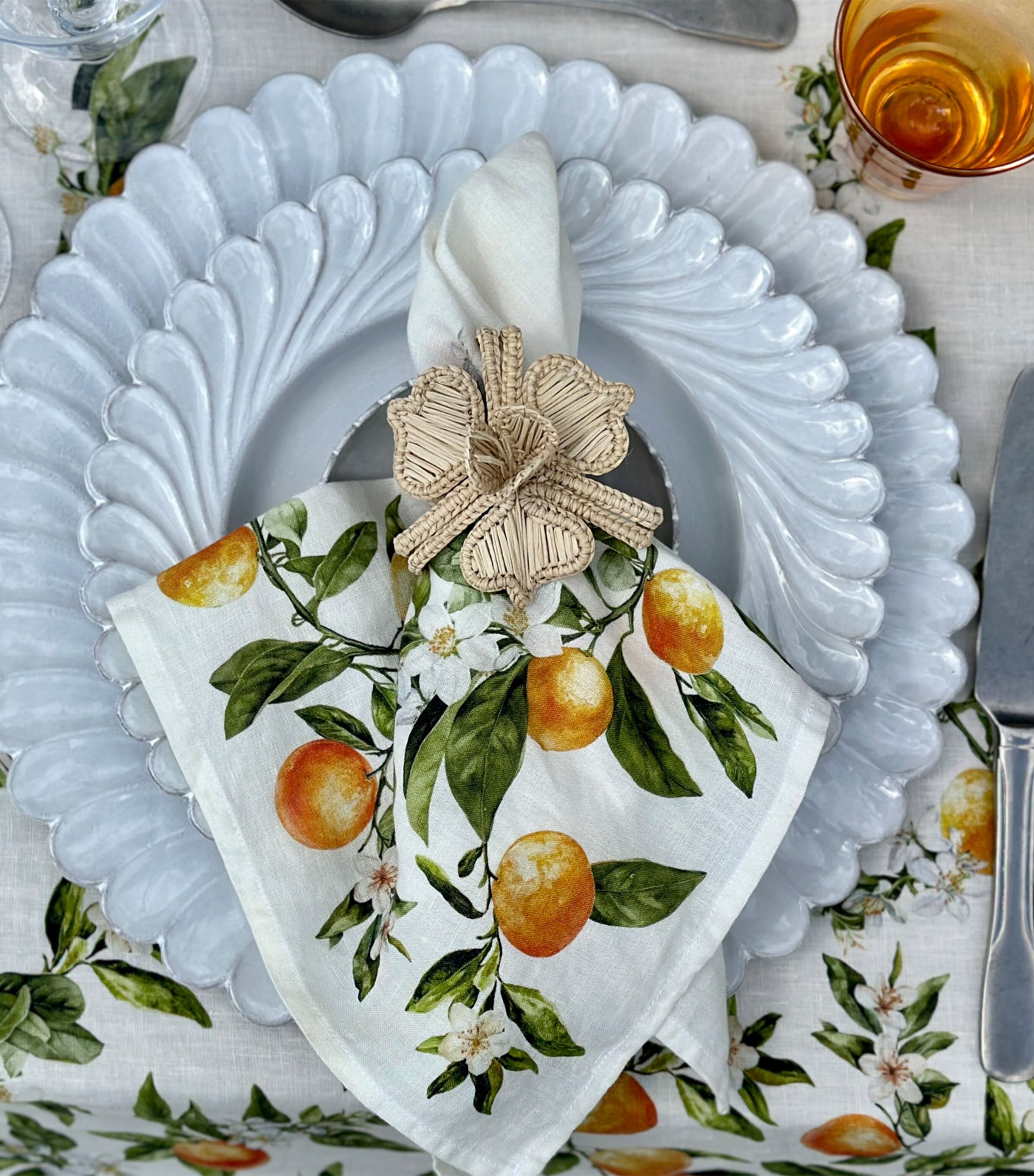Summerill & Bishop Linen L'Orangerie Napkin (50cm x 50cm) Orange Image 4