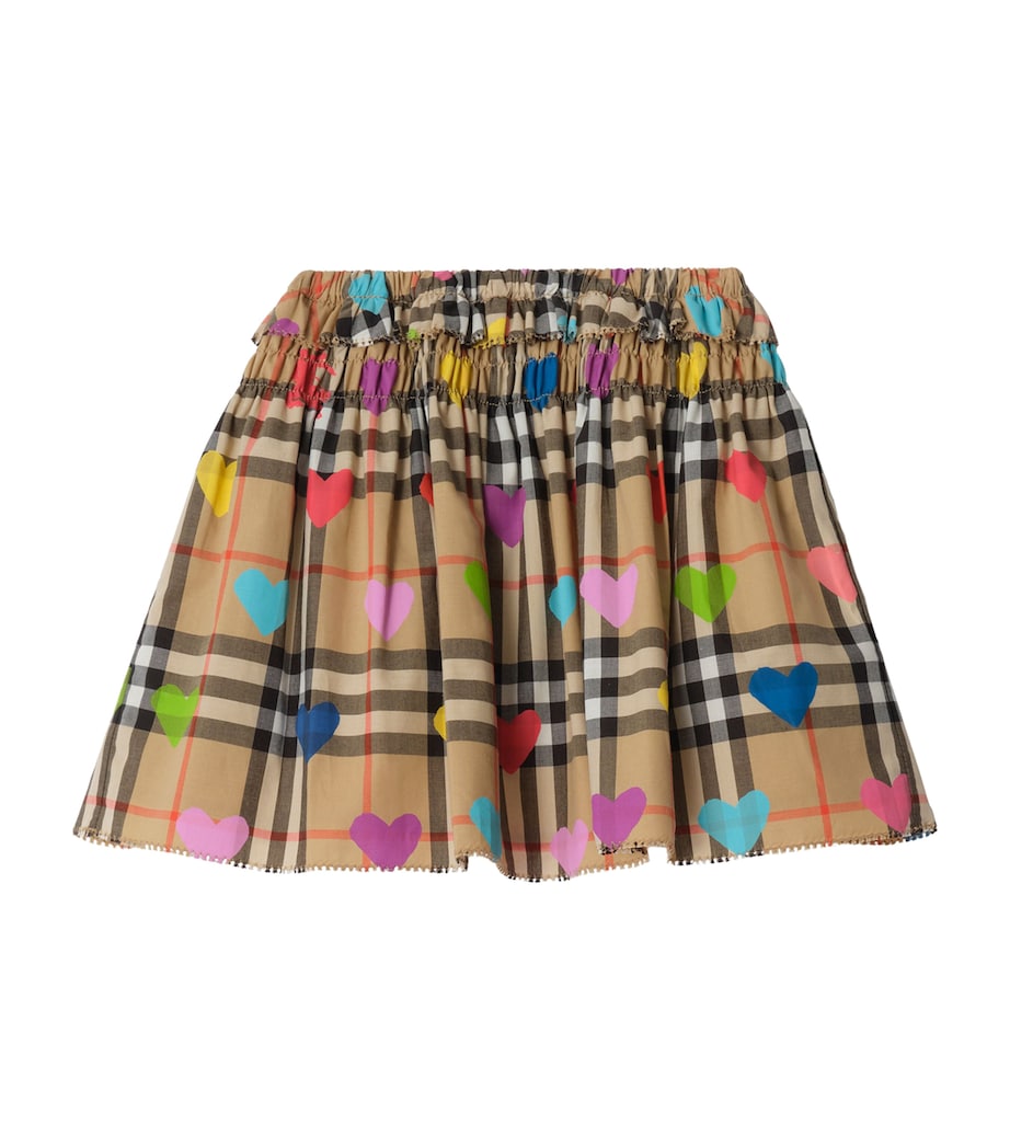 Burberry Kids Cotton Check Heart Skirt (6-36 Months) Sand Ip Pat Image 1