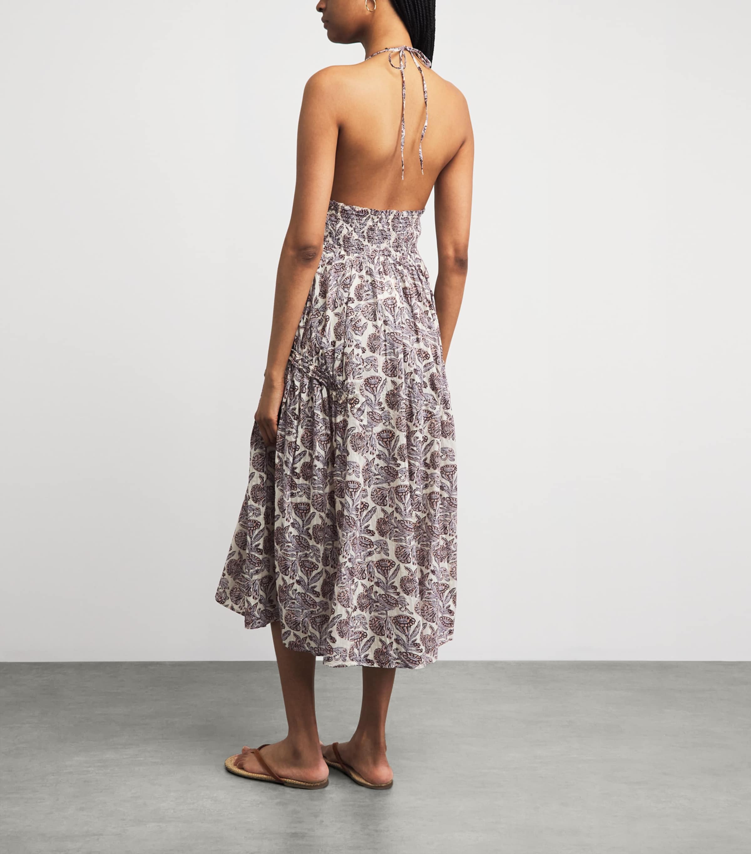 Ulla Johnson Womens Cotton-Blend Halterneck Anelise Midi Dress Meadow Image 4