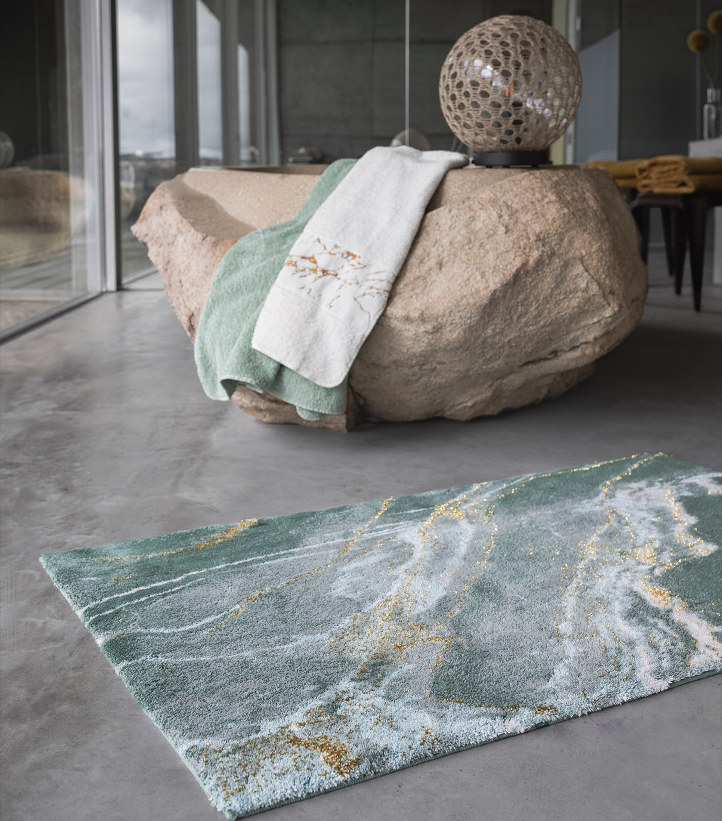 Egyptian Cotton-Blend Lipari Bath Mat (70cm x 120cm) 280 EVERGREEN Image 4