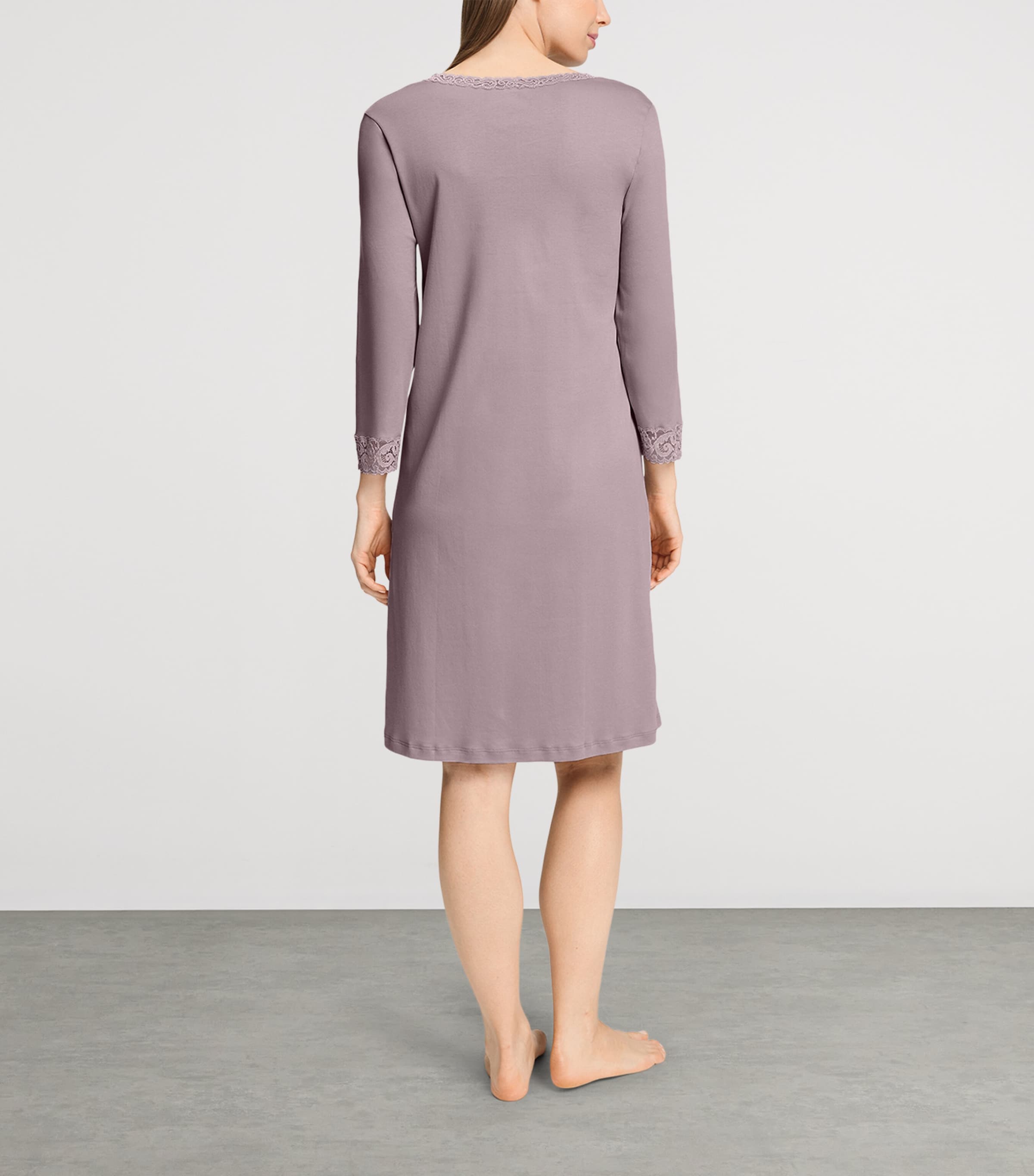 Hanro Womens Lace-Trim Moments Nightdress Stormy Rose Image 4