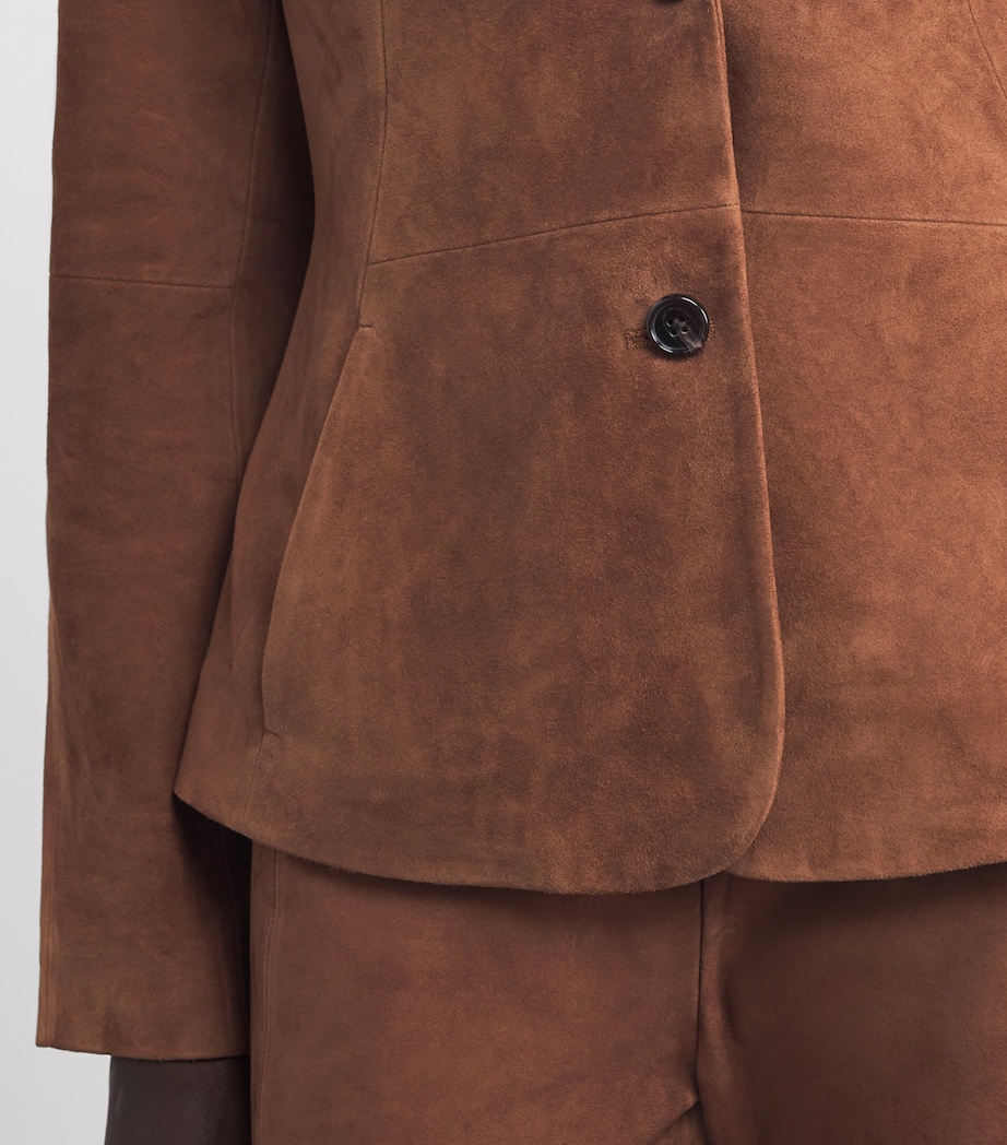 Suede Single-Breasted Blazer D3G-CARAMEL Image 6